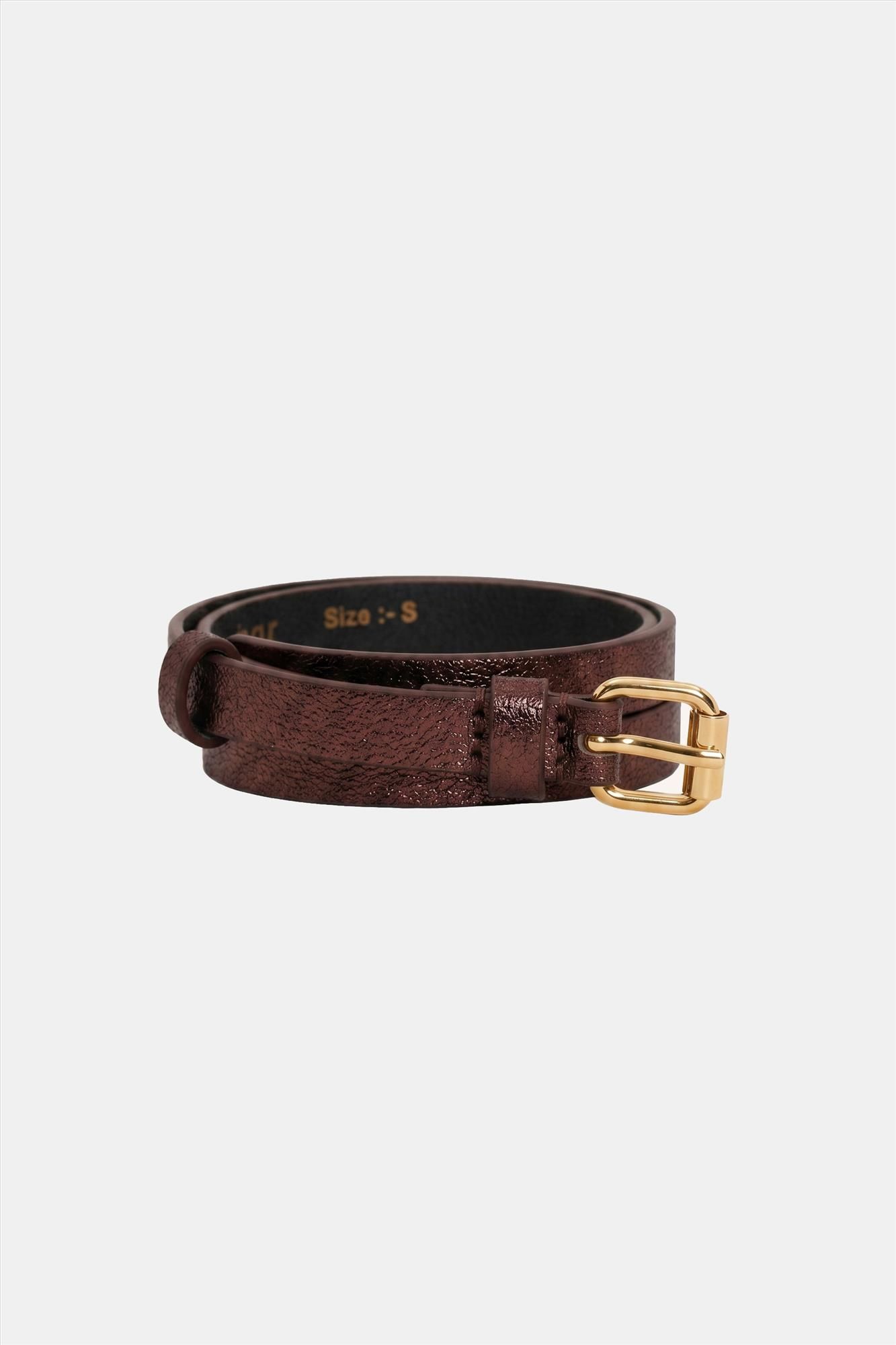BY BAR - Donkerbruine Lovi Metallic riem