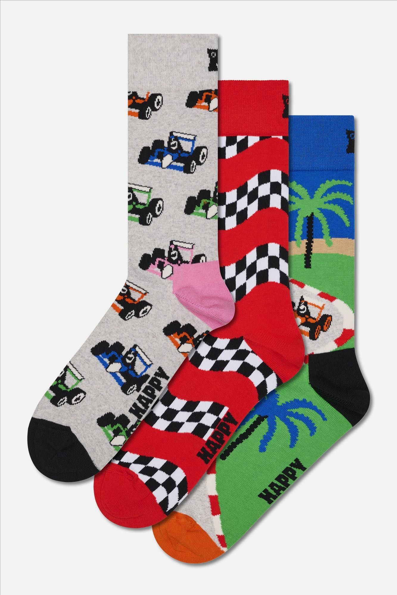 Happy Socks - Multicolor Formule-1 giftbox sokken, maat: 41-46