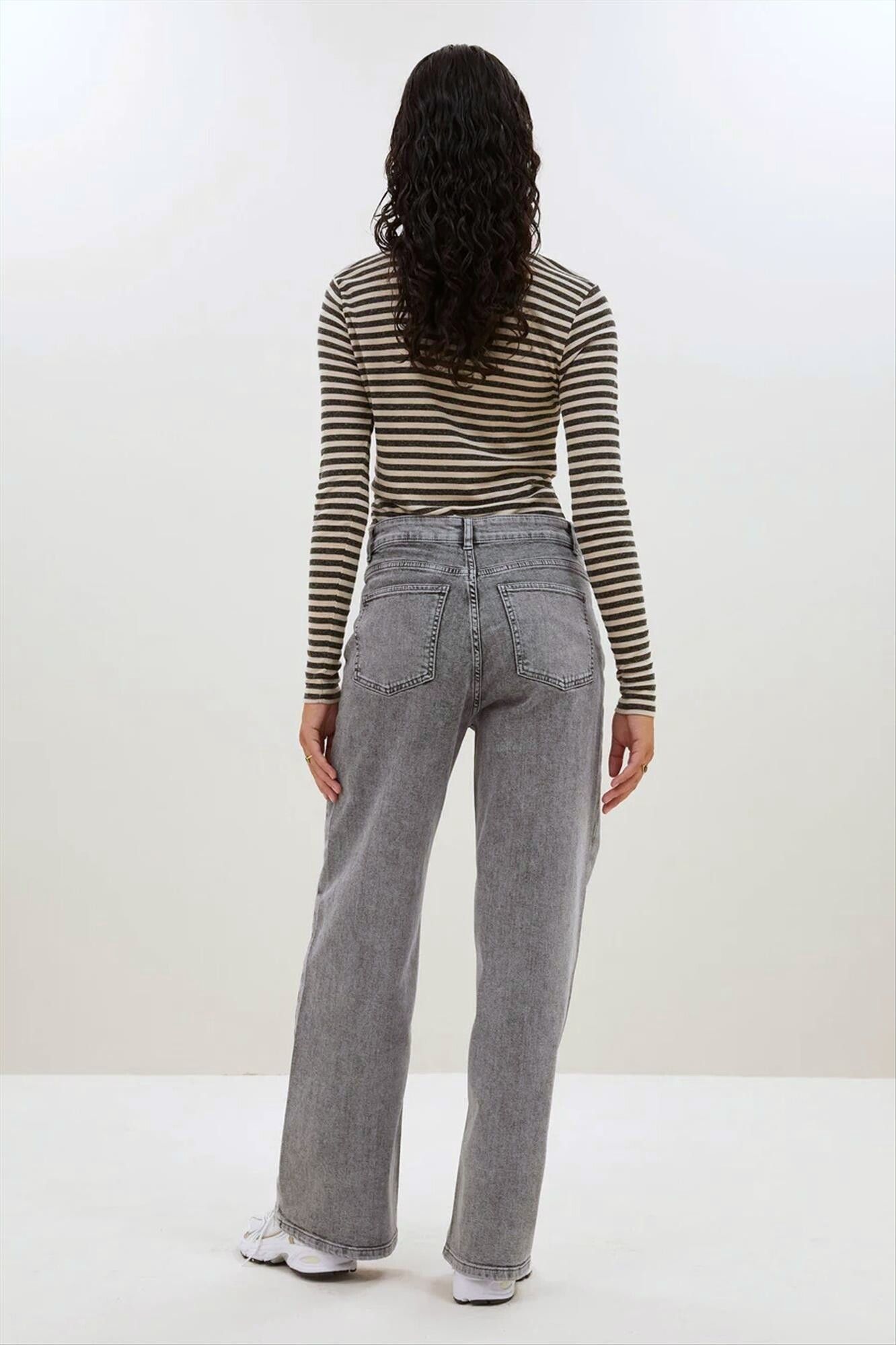 BY BAR - Ecru-Donkergrijze Basic Stripe longsleeve