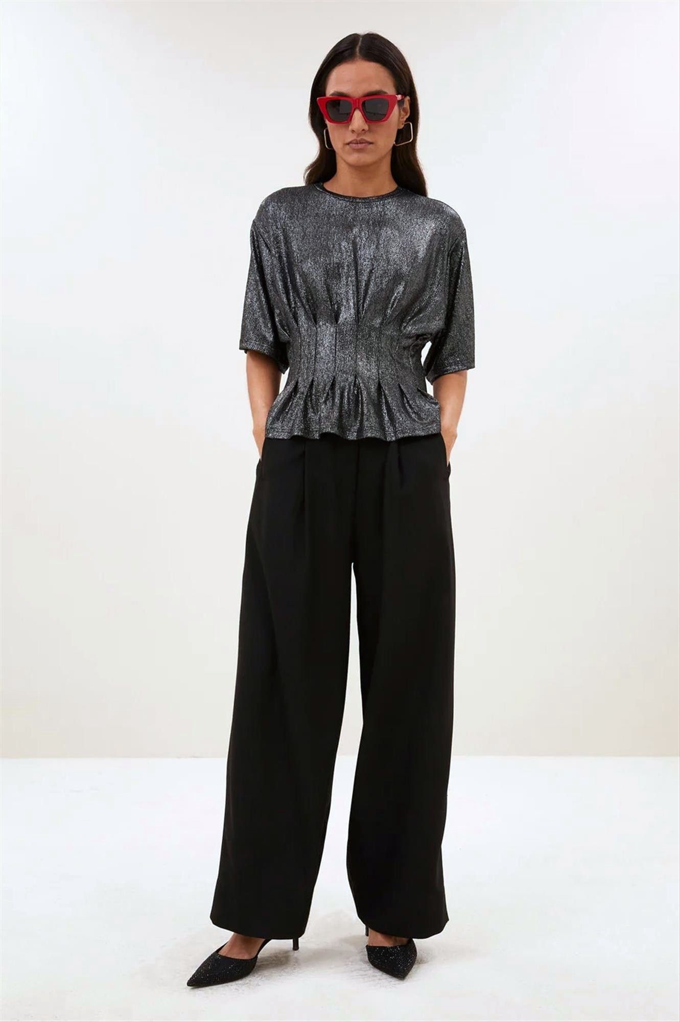 BY BAR - Zilveren Diva Metallic top