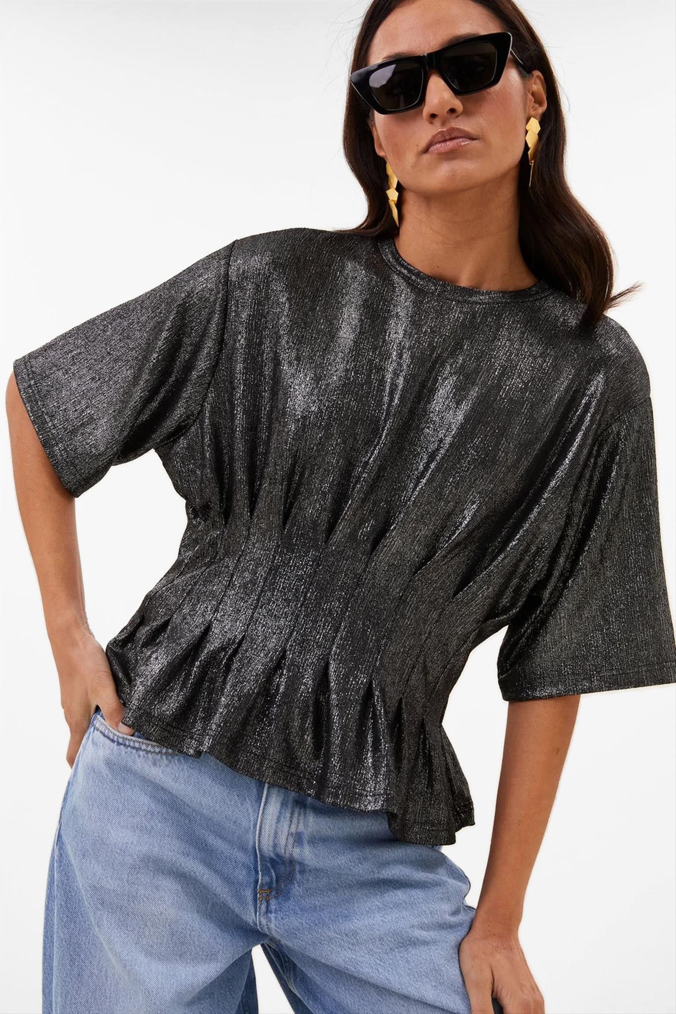 BY BAR - Zilveren Diva Metallic top