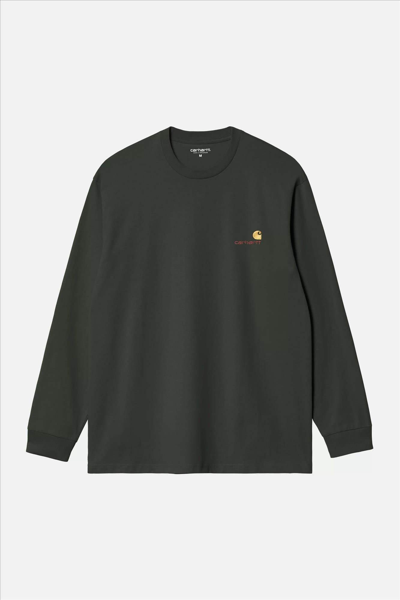Carhartt WIP - Donkergroene American Script longsleeve