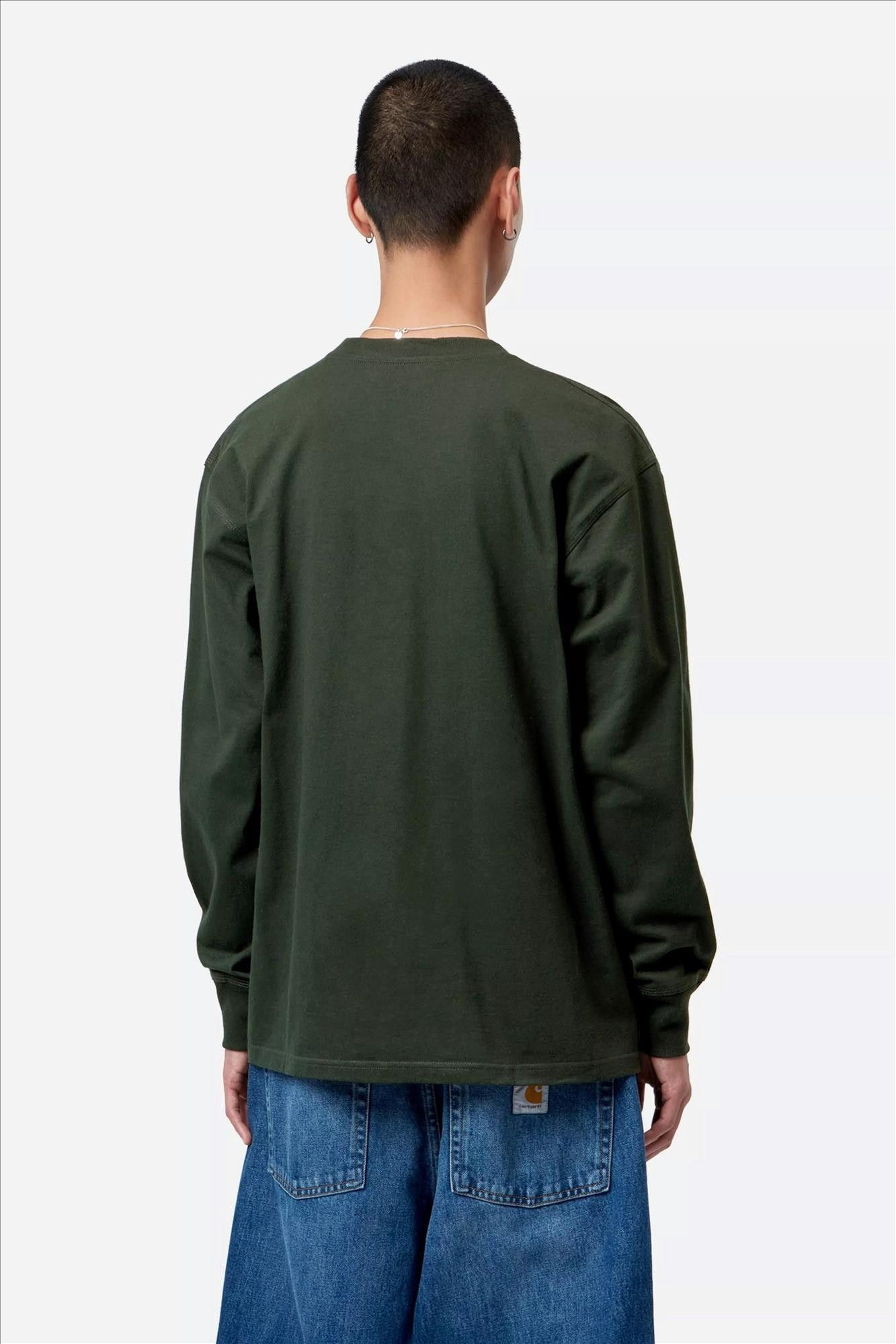 Carhartt WIP - Donkergroene American Script longsleeve