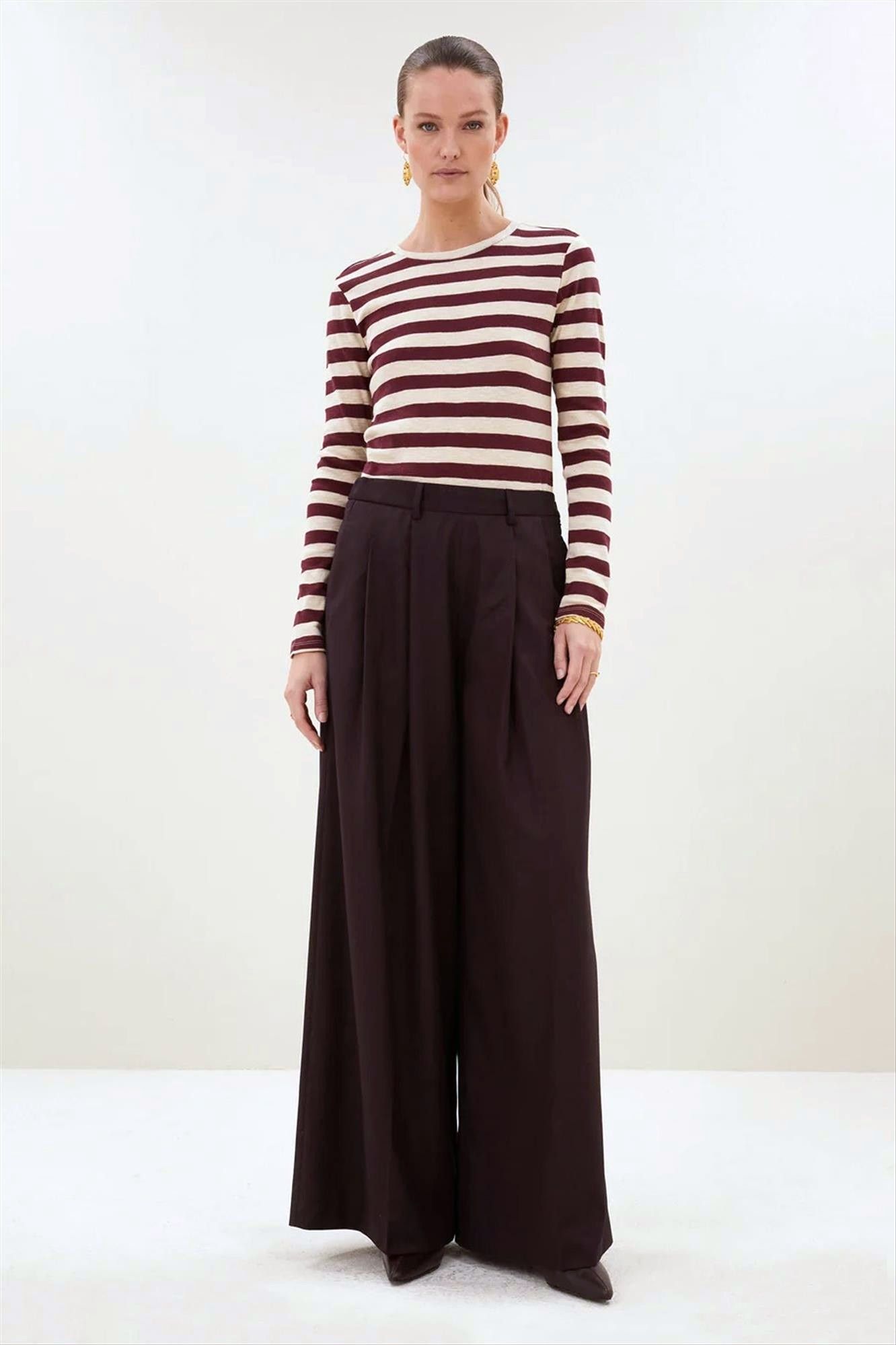 BY BAR - Ecru-Bordeaux Big Stripe longsleeve