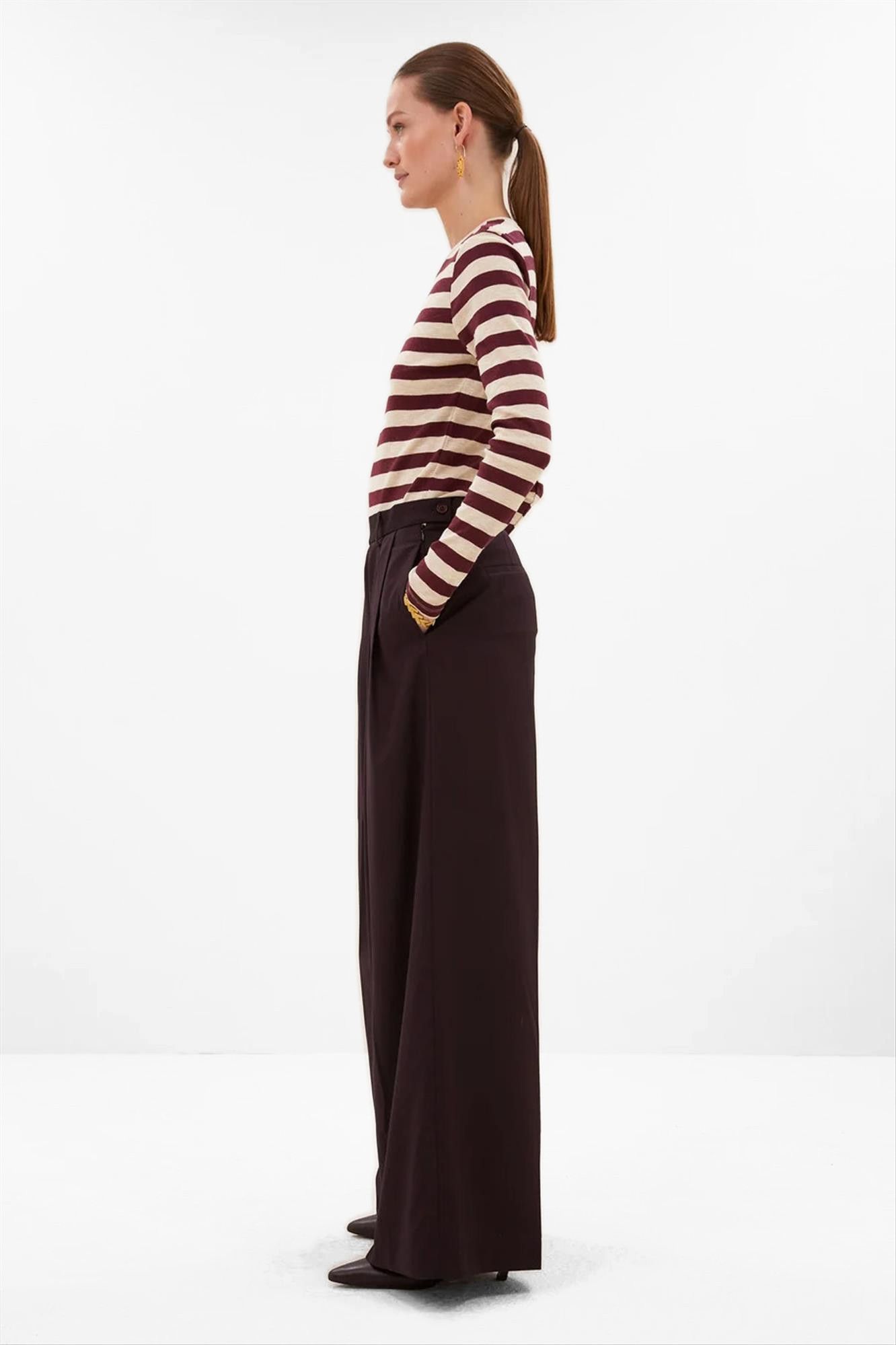 BY BAR - Ecru-Bordeaux Big Stripe longsleeve