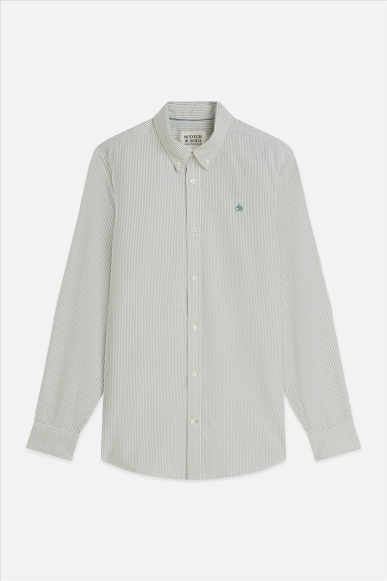 Scotch & Soda - Kaki-Ecru Oxford Striped hemd