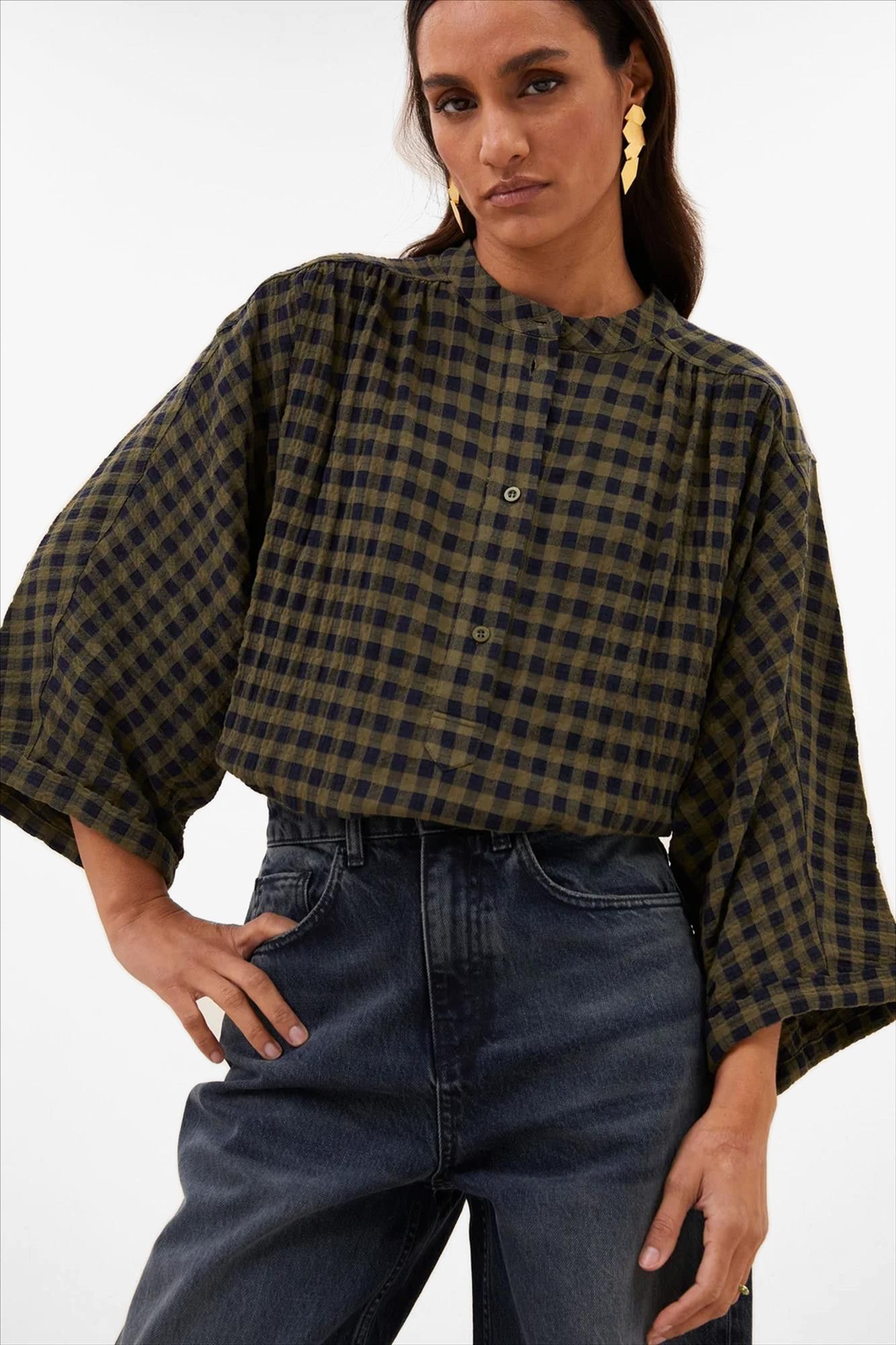 BY BAR - Olijfgroene Jess blouse