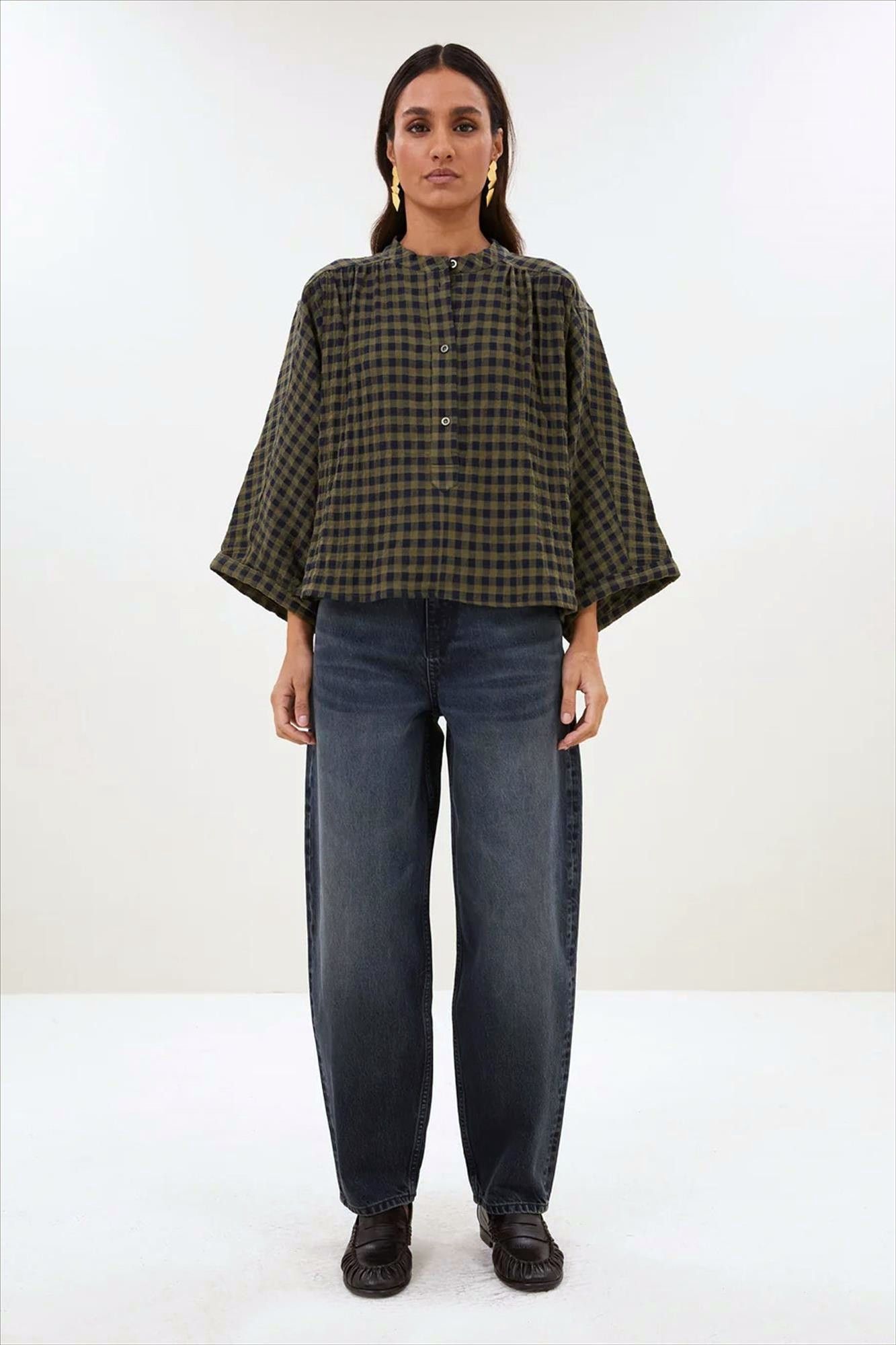 BY BAR - Olijfgroene Jess blouse