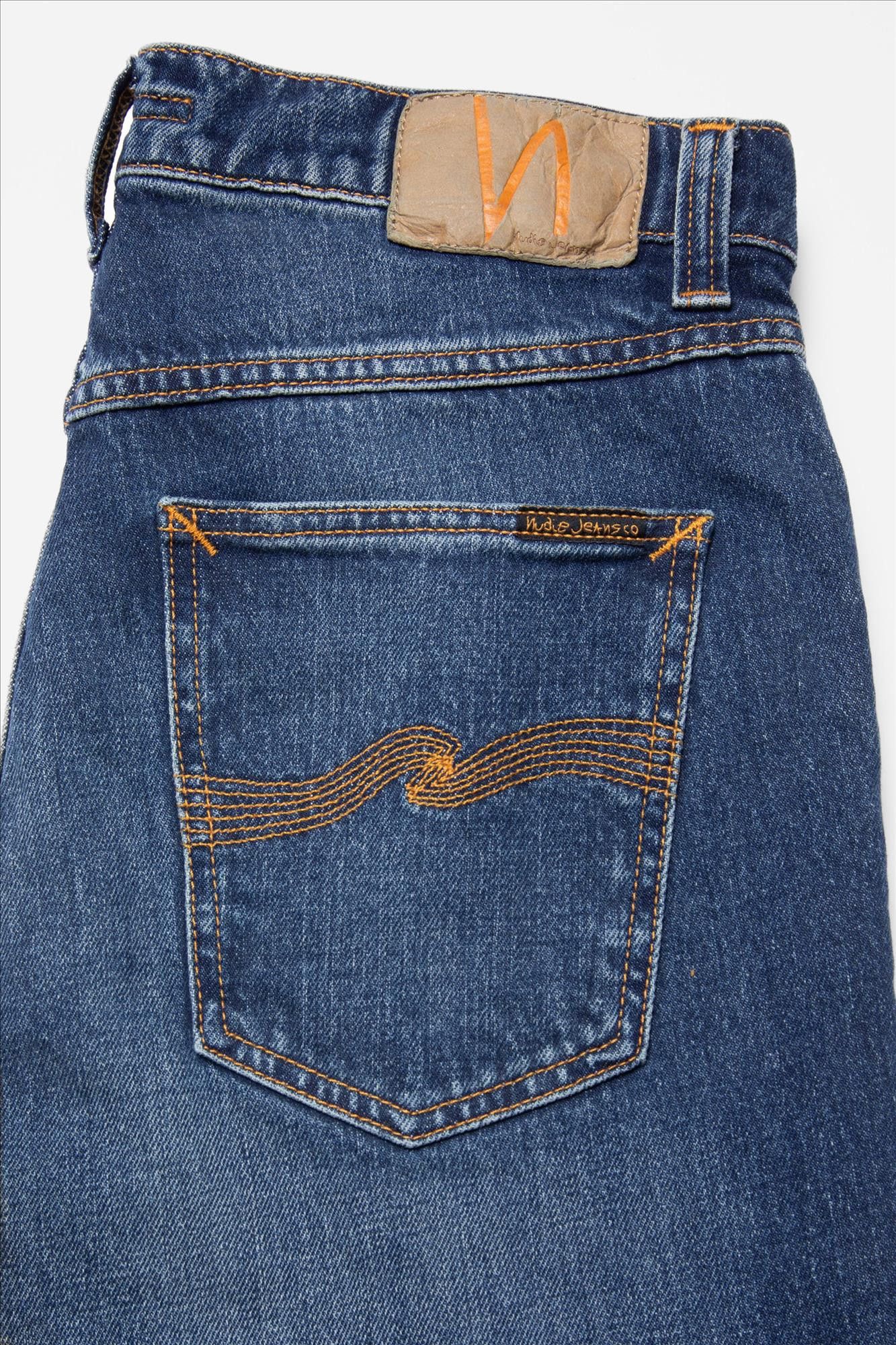 Nudie Jeans Co. - Donkerblauwe Solid Ollie slim straight jeans