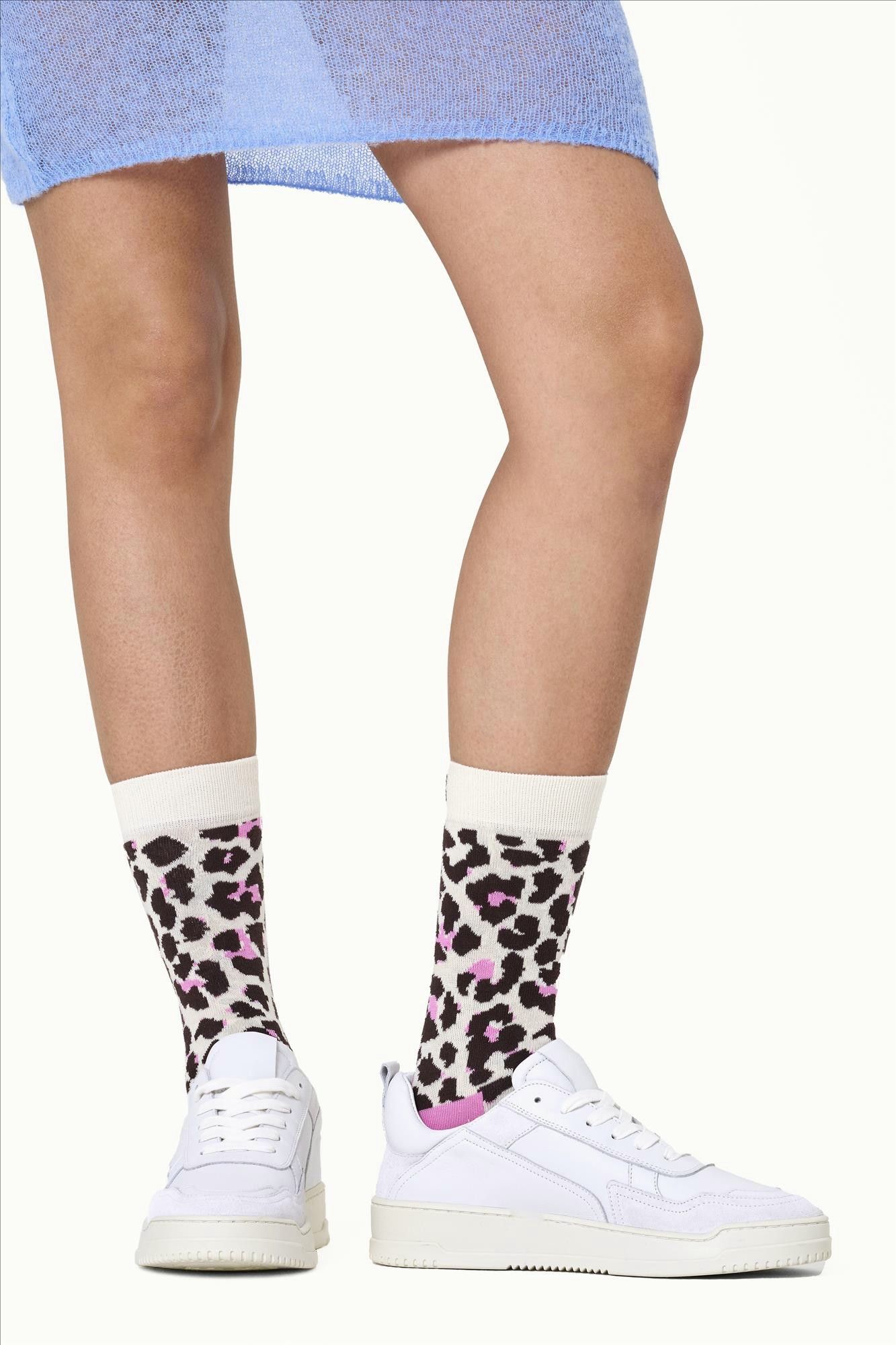 Happy Socks - Ecru Leo sokken, maat: 36-40
