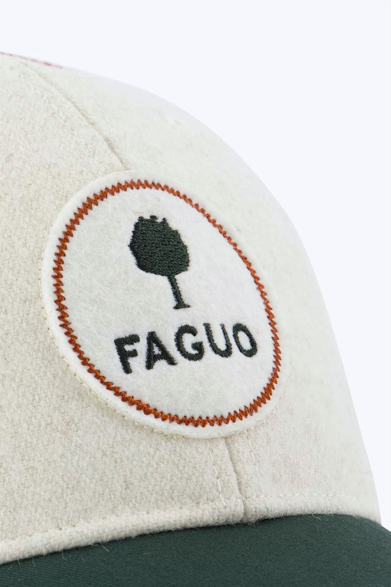Faguo - Donkergroen-Donkeroranje Wool Trucker pet
