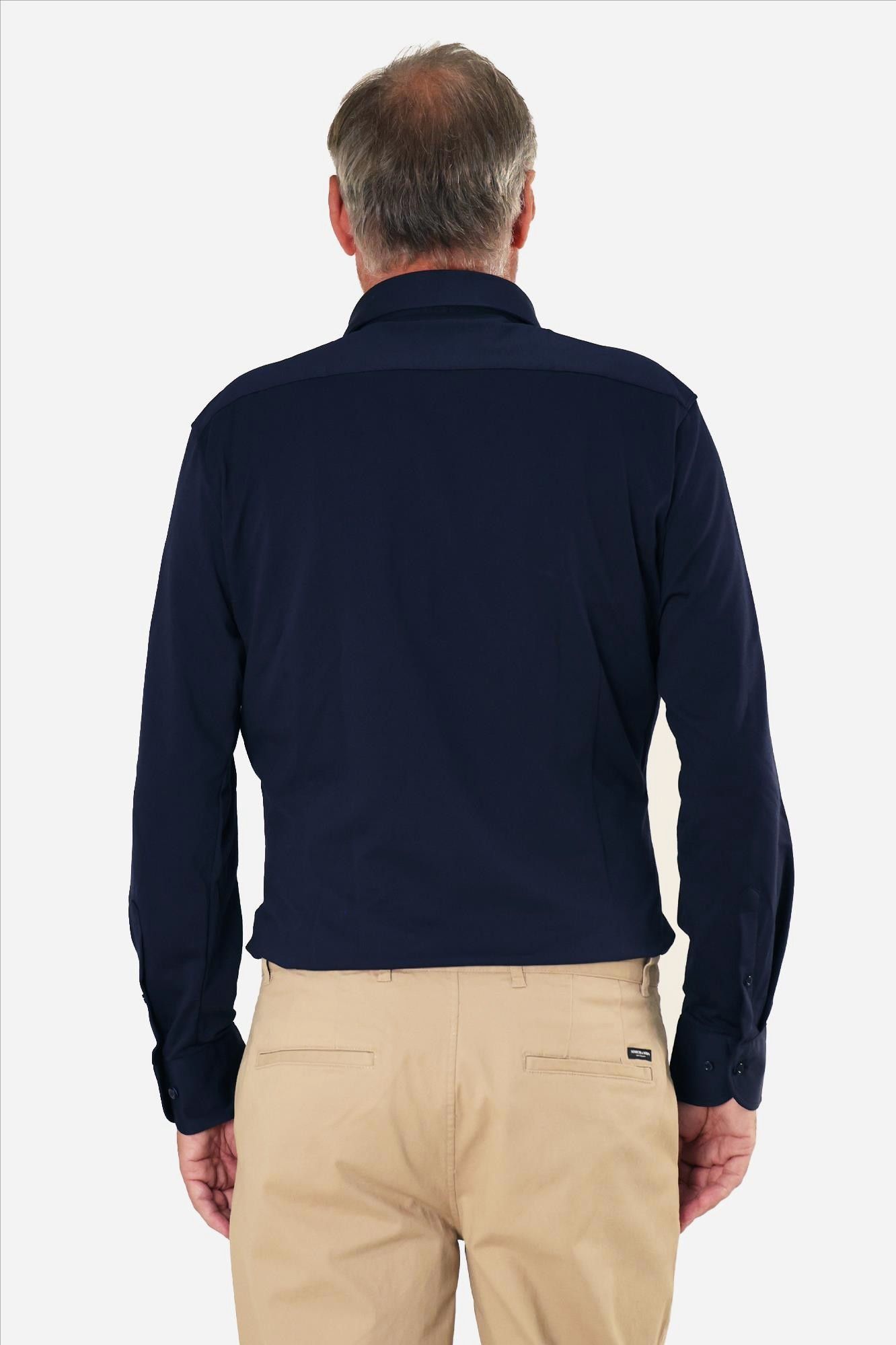 Fakts - Donkerblauw Xavi slim leisure hemd