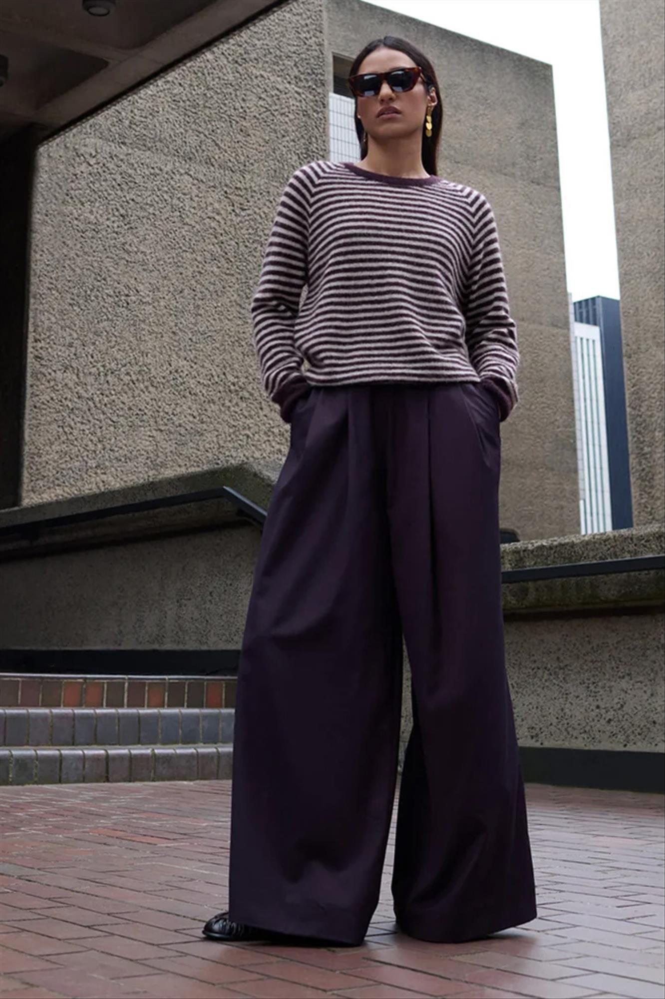 BY BAR - Ecru-Bordeaux Sally Stripe trui