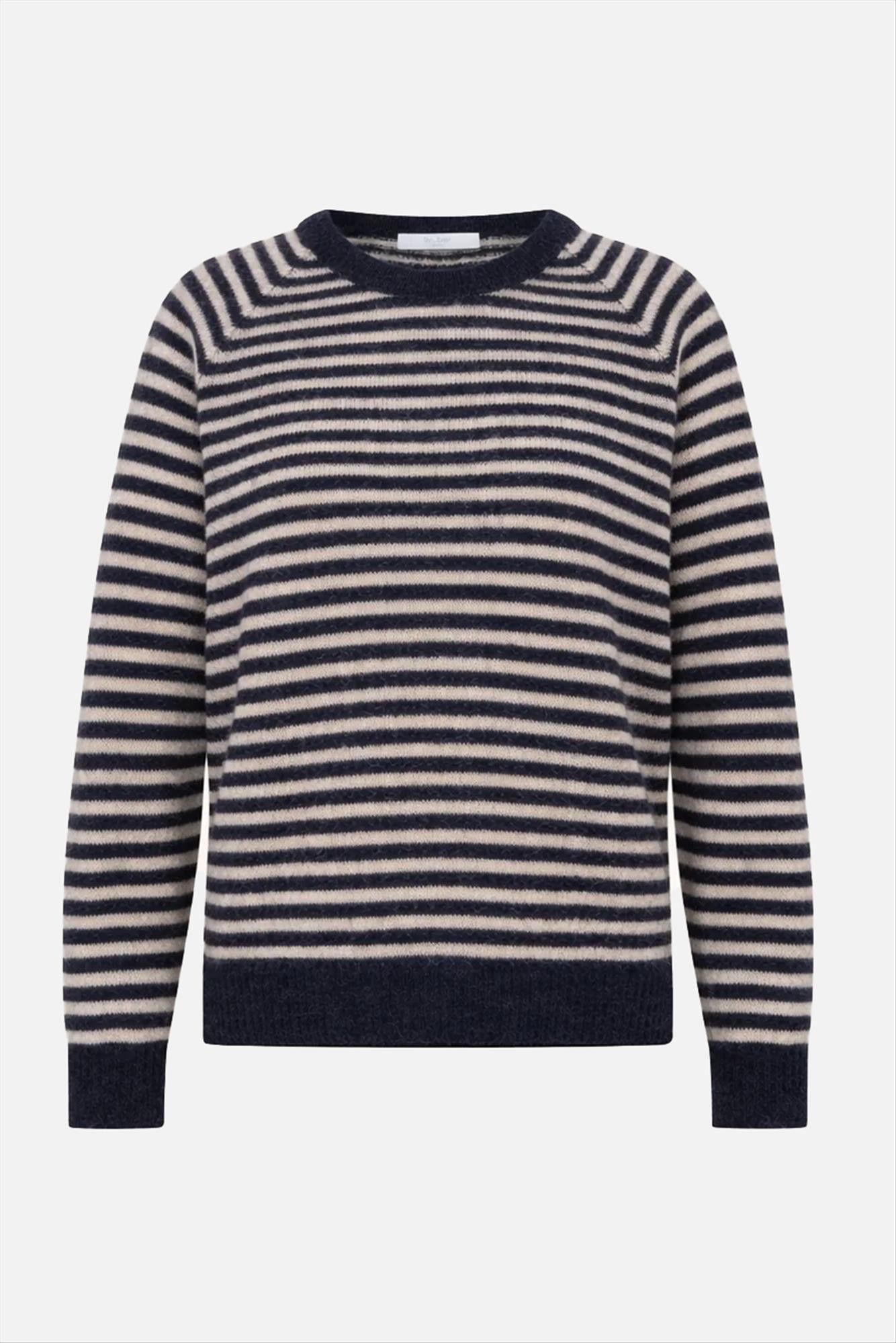 BY BAR - Ecru-Donkerblauwe Sally Stripe trui