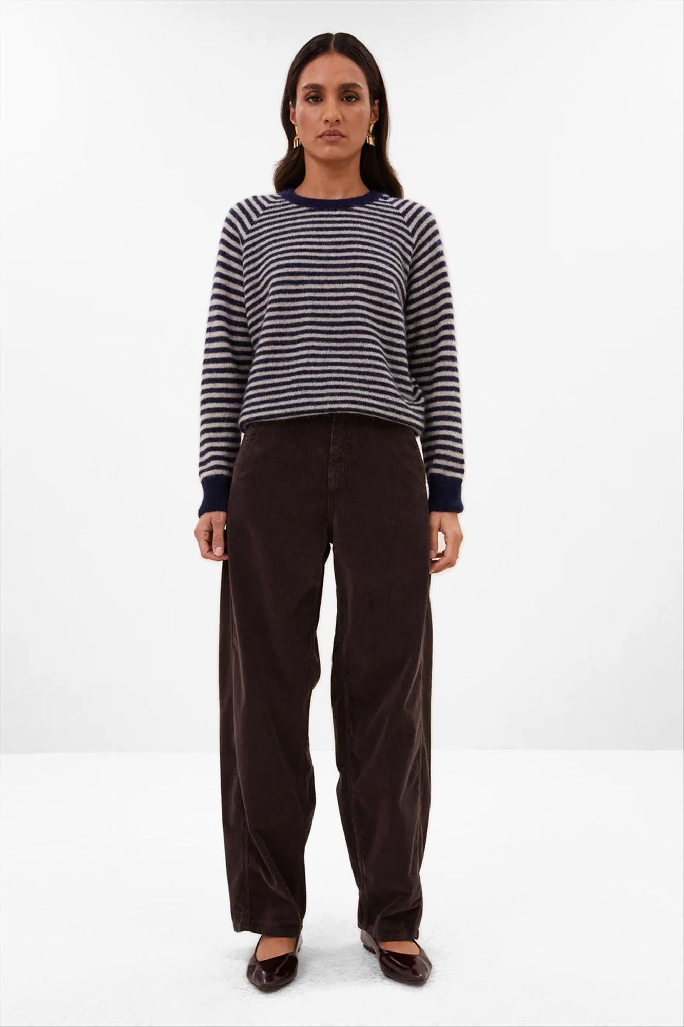 BY BAR - Ecru-Donkerblauwe Sally Stripe trui