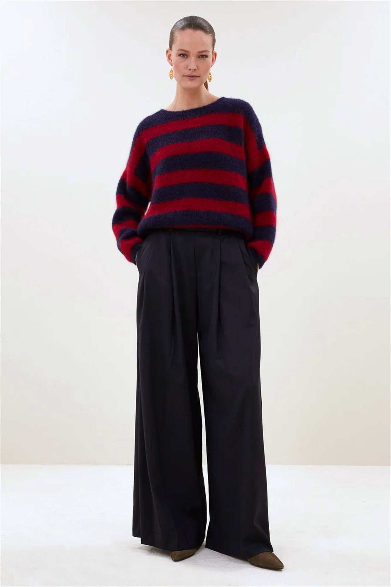BY BAR - Donkerblauw-Rode Gigi Stripe trui