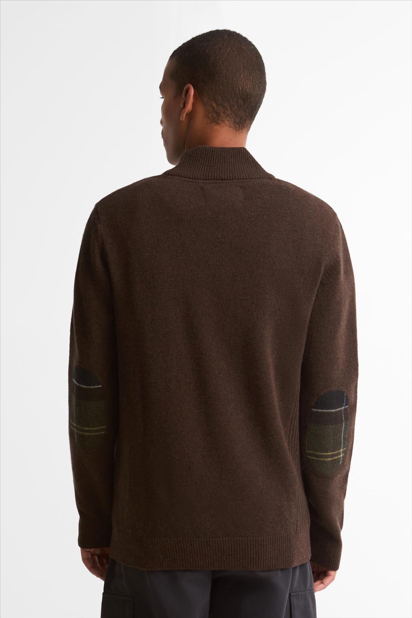 Barbour - Donkerbruine Half-Zip Knitted trui