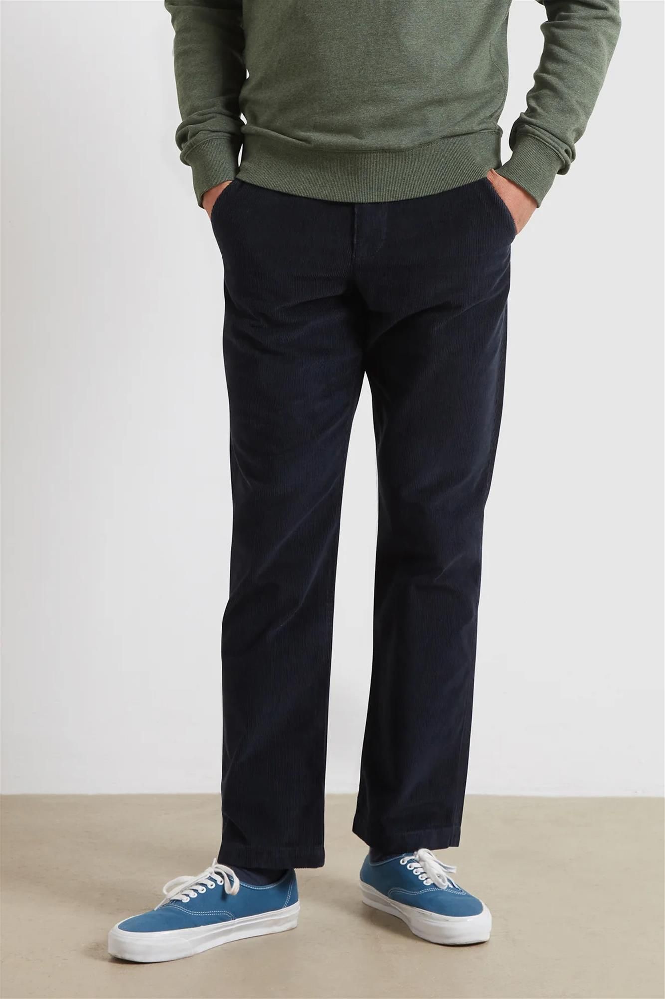 FARAH - Donkerblauwe Roachman Cord broek