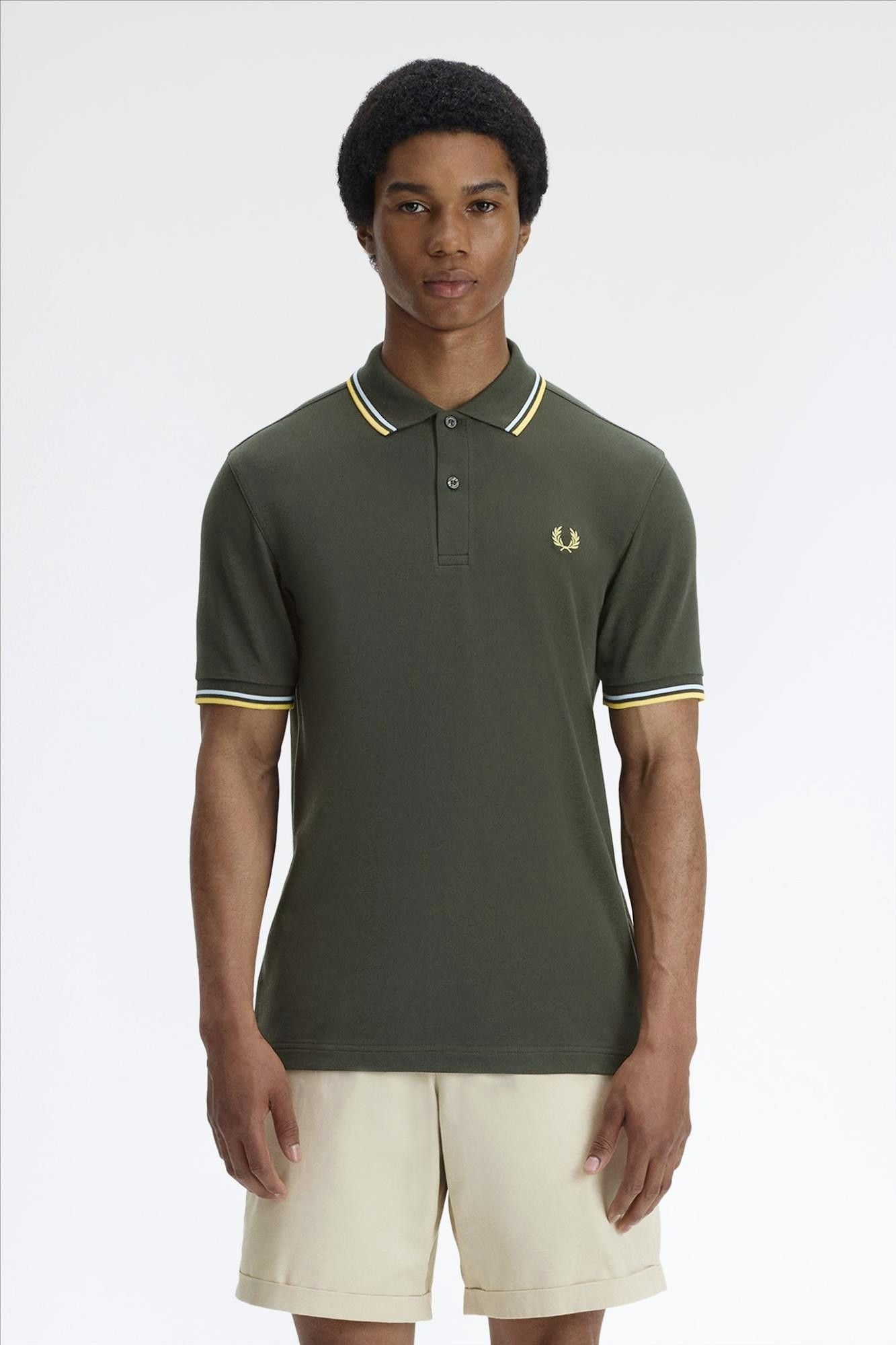 Fred Perry - Donkergroene Twin Tipped polo