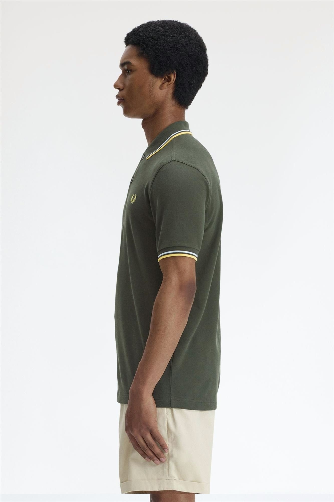 Fred Perry - Donkergroene Twin Tipped polo
