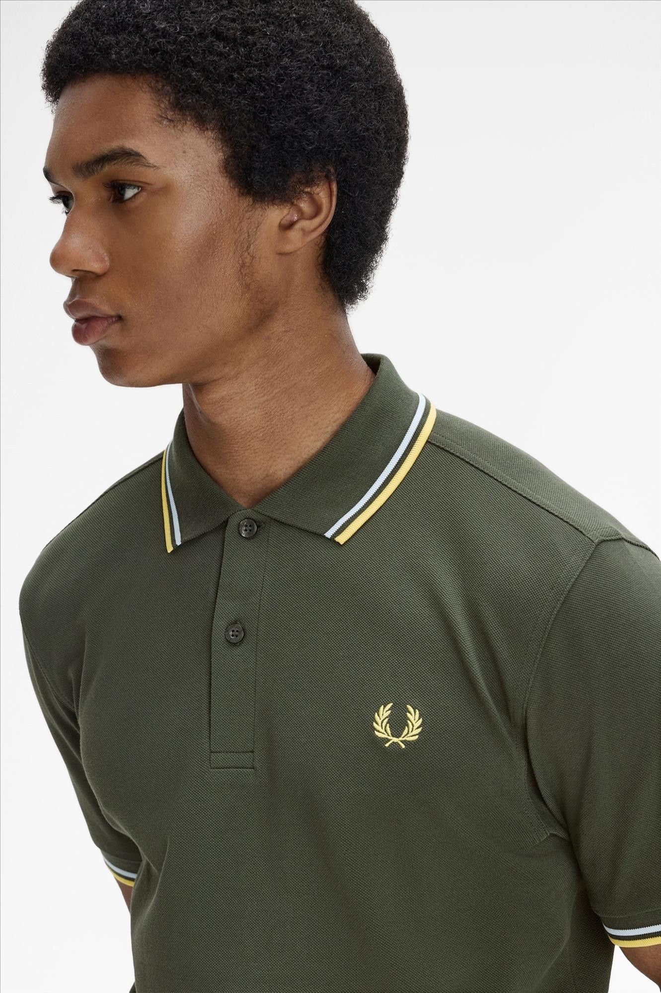 Fred Perry - Donkergroene Twin Tipped polo