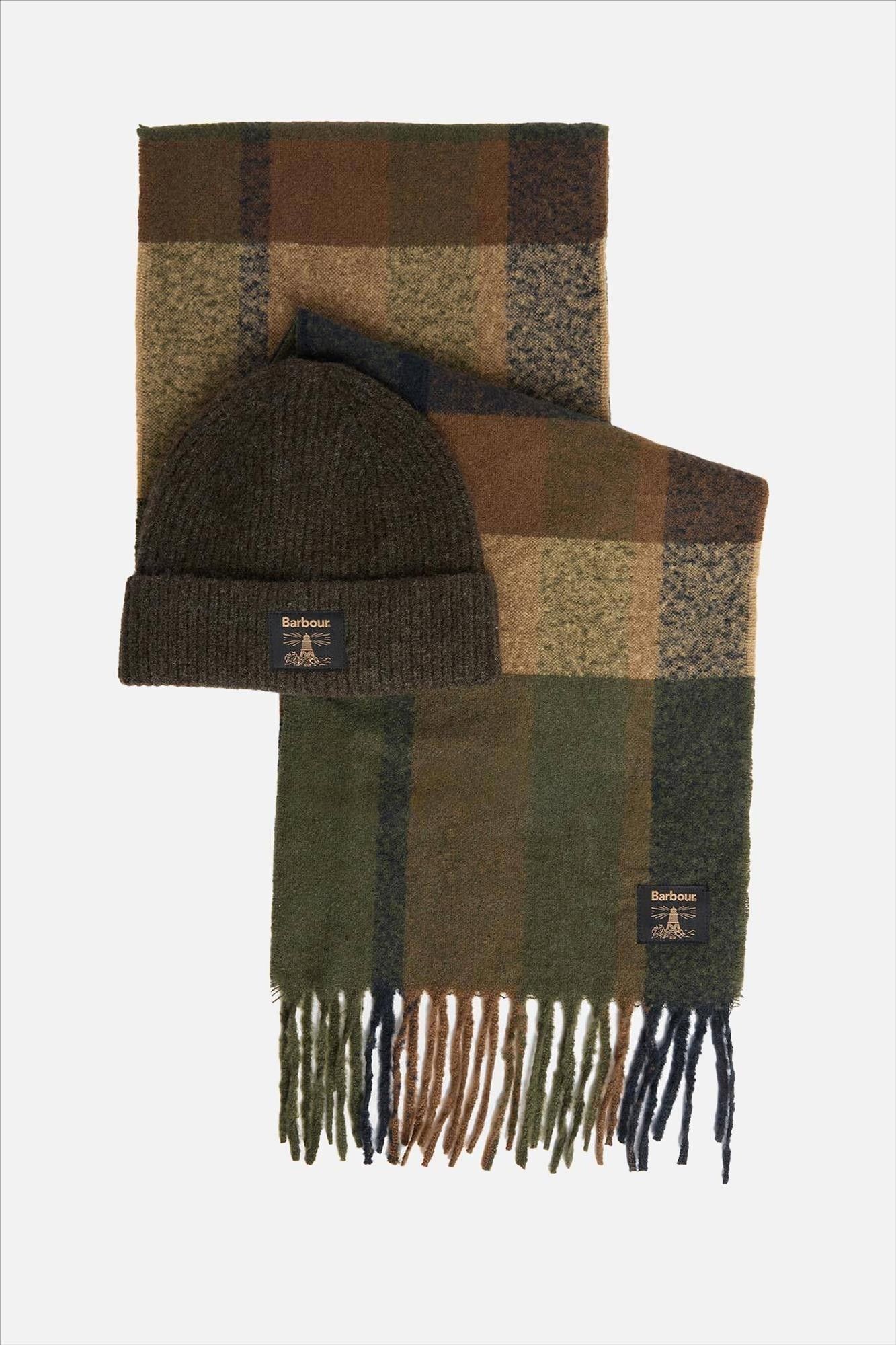 Barbour - Kaki Westerdale muts & sjaal giftset
