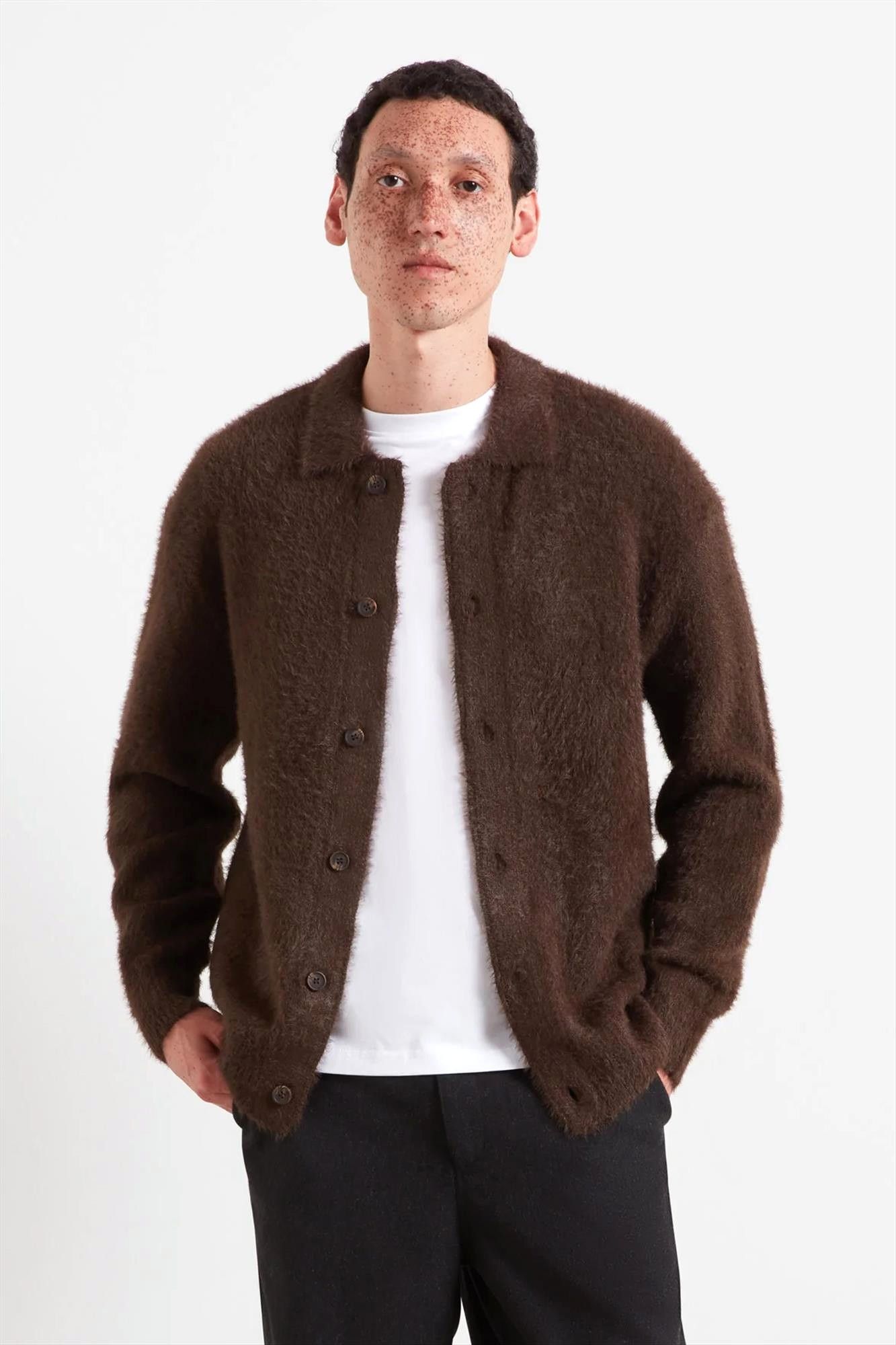 FARAH - Donkerbruine Harman cardigan