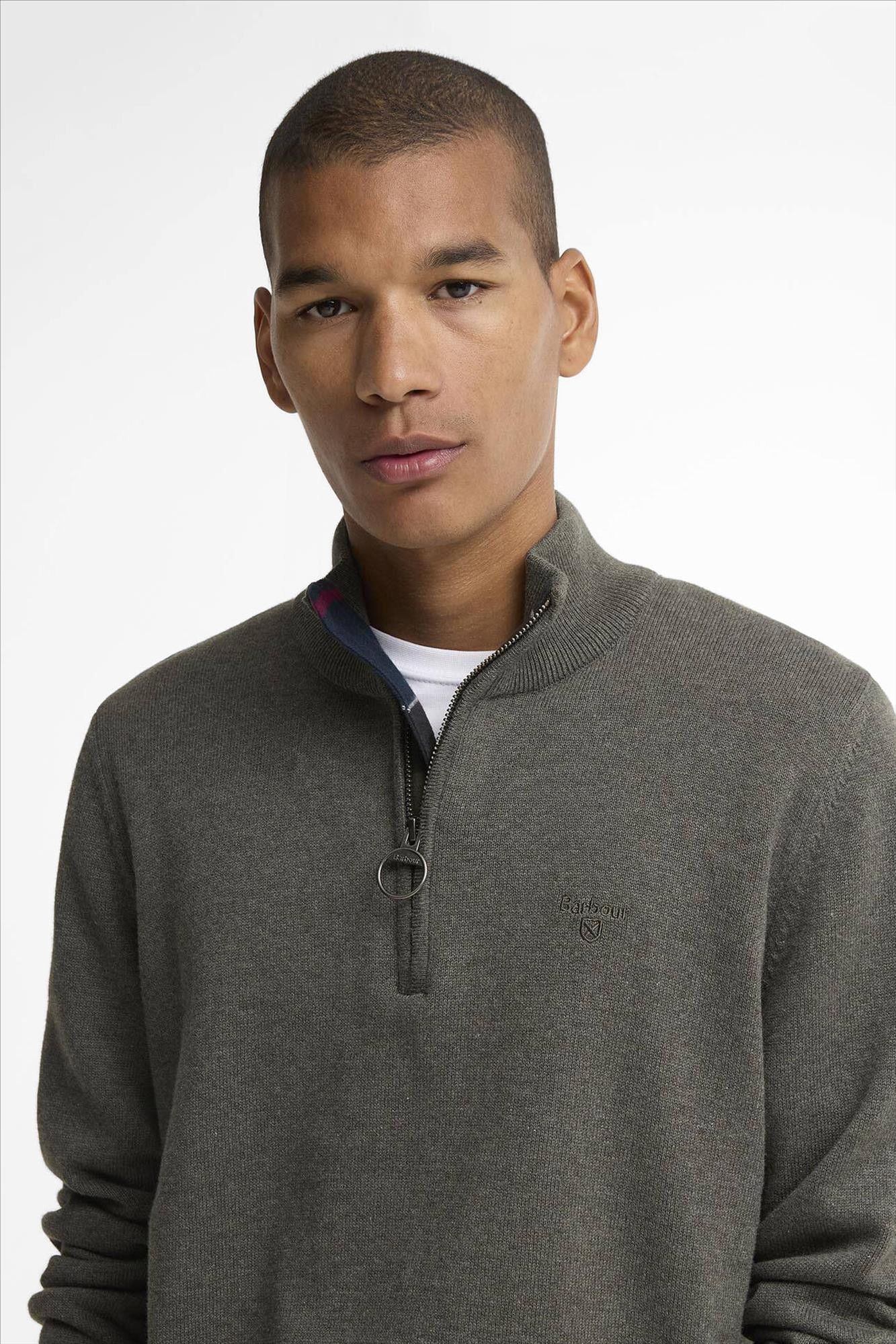Barbour - Olijfgroene Quarter-Zip trui