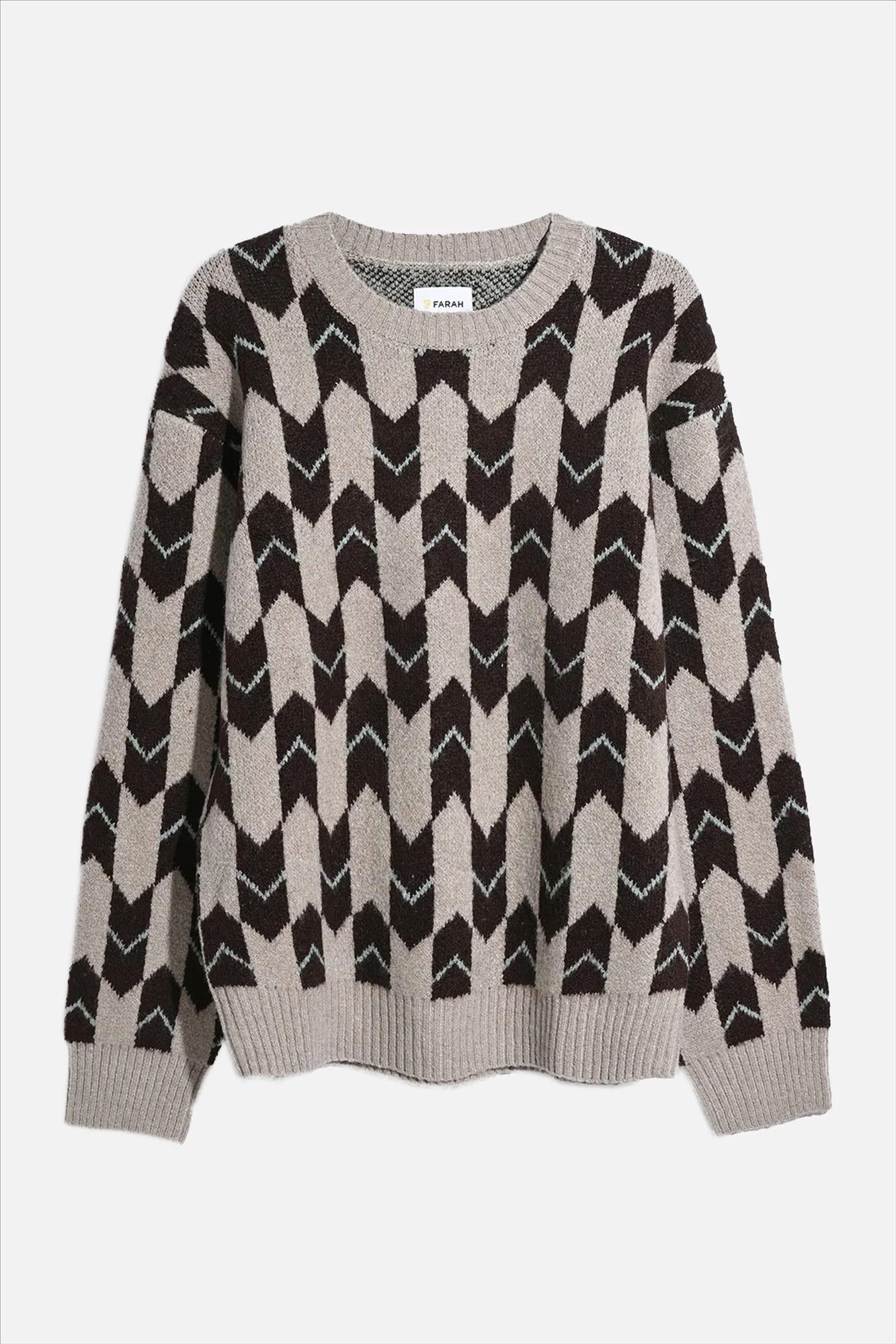 FARAH - Donkerbruin-Beige Milt trui