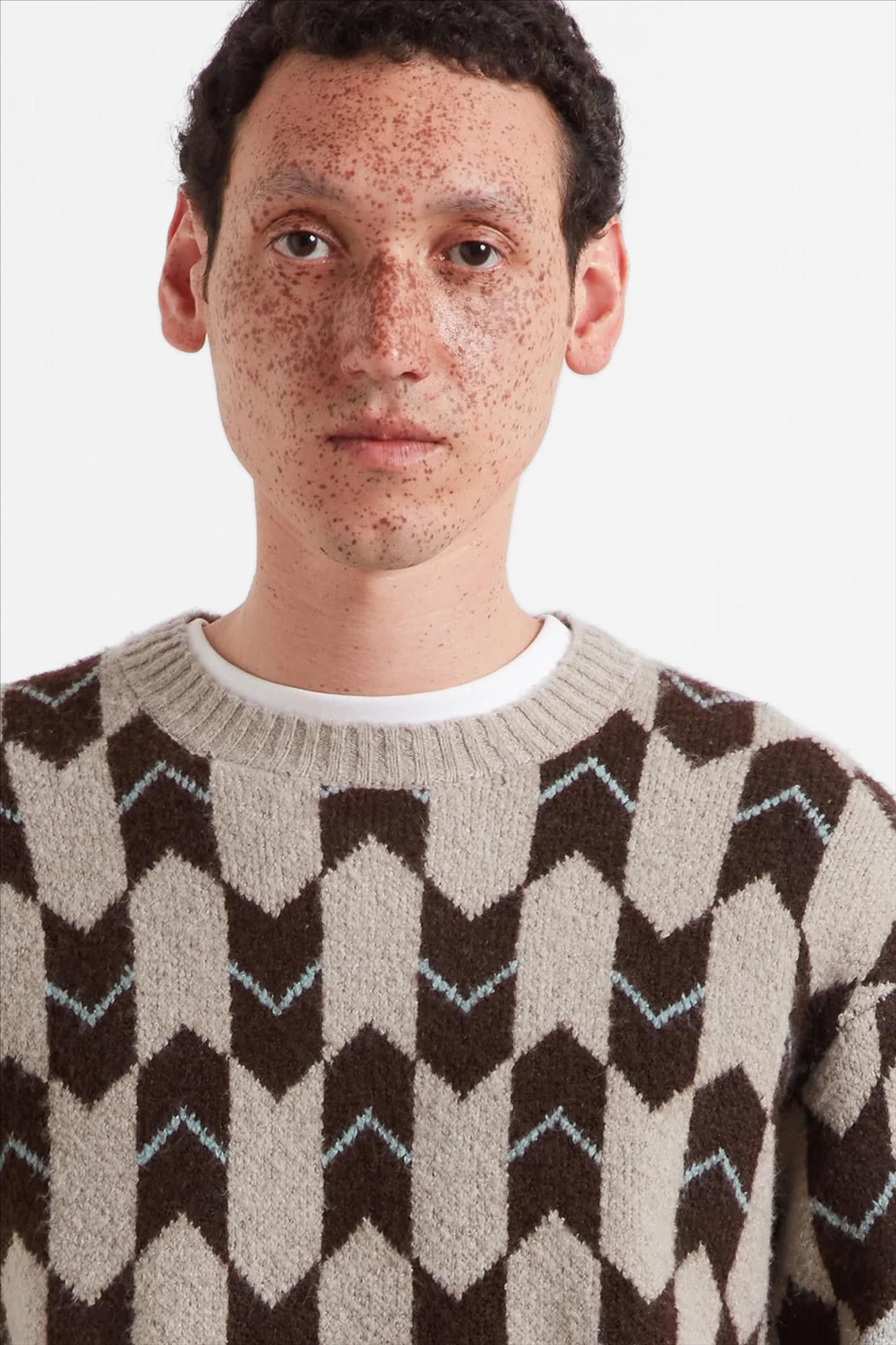 FARAH - Donkerbruin-Beige Milt trui