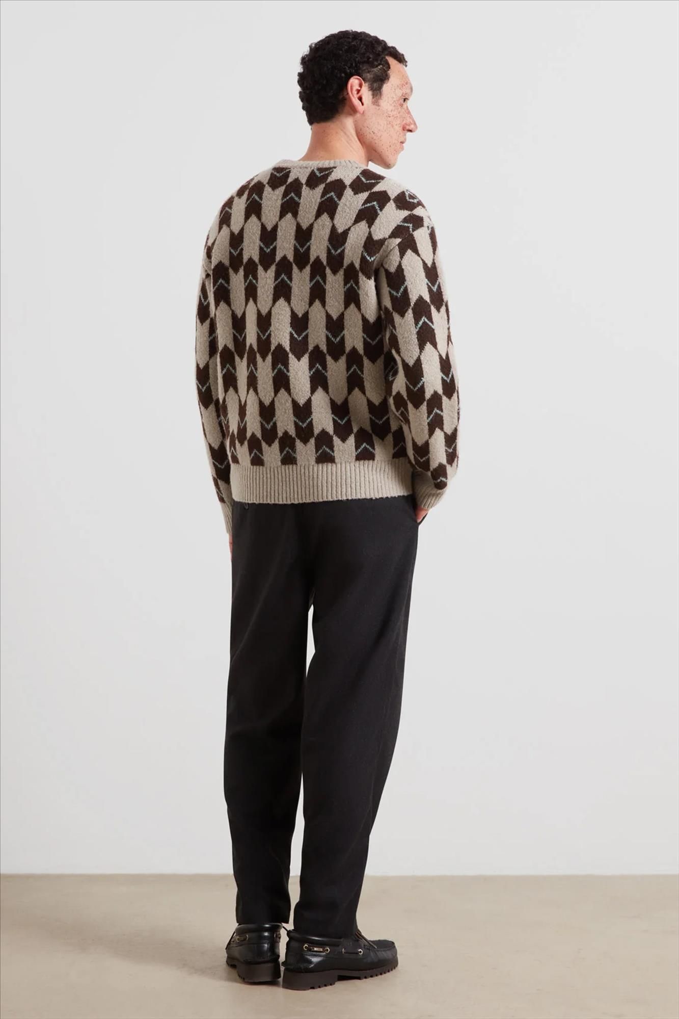 FARAH - Donkerbruin-Beige Milt trui