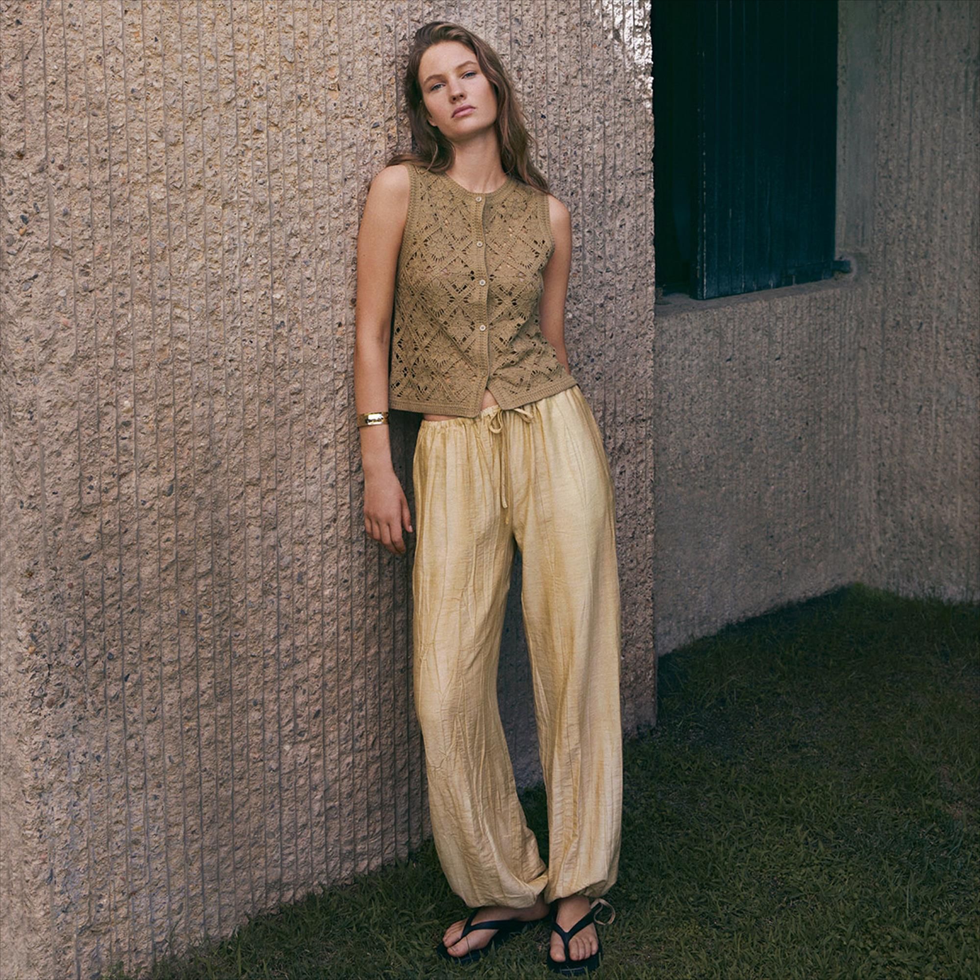 YERSE - Beige Luna Drawstring broek