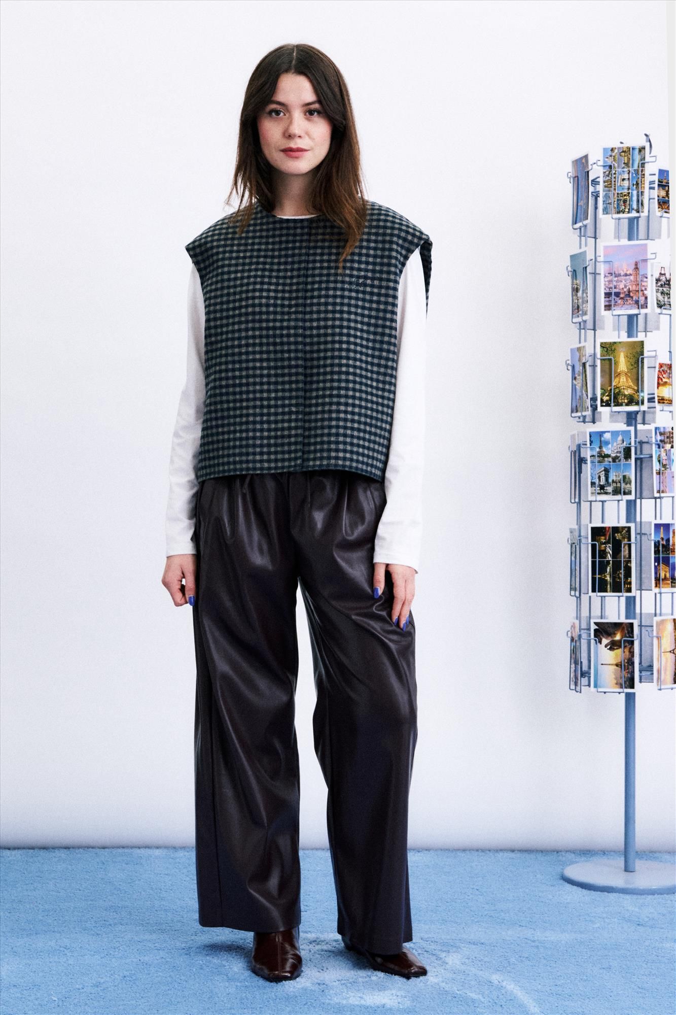 FRNCH - Bordeaux Faux Leather Odeasan broek