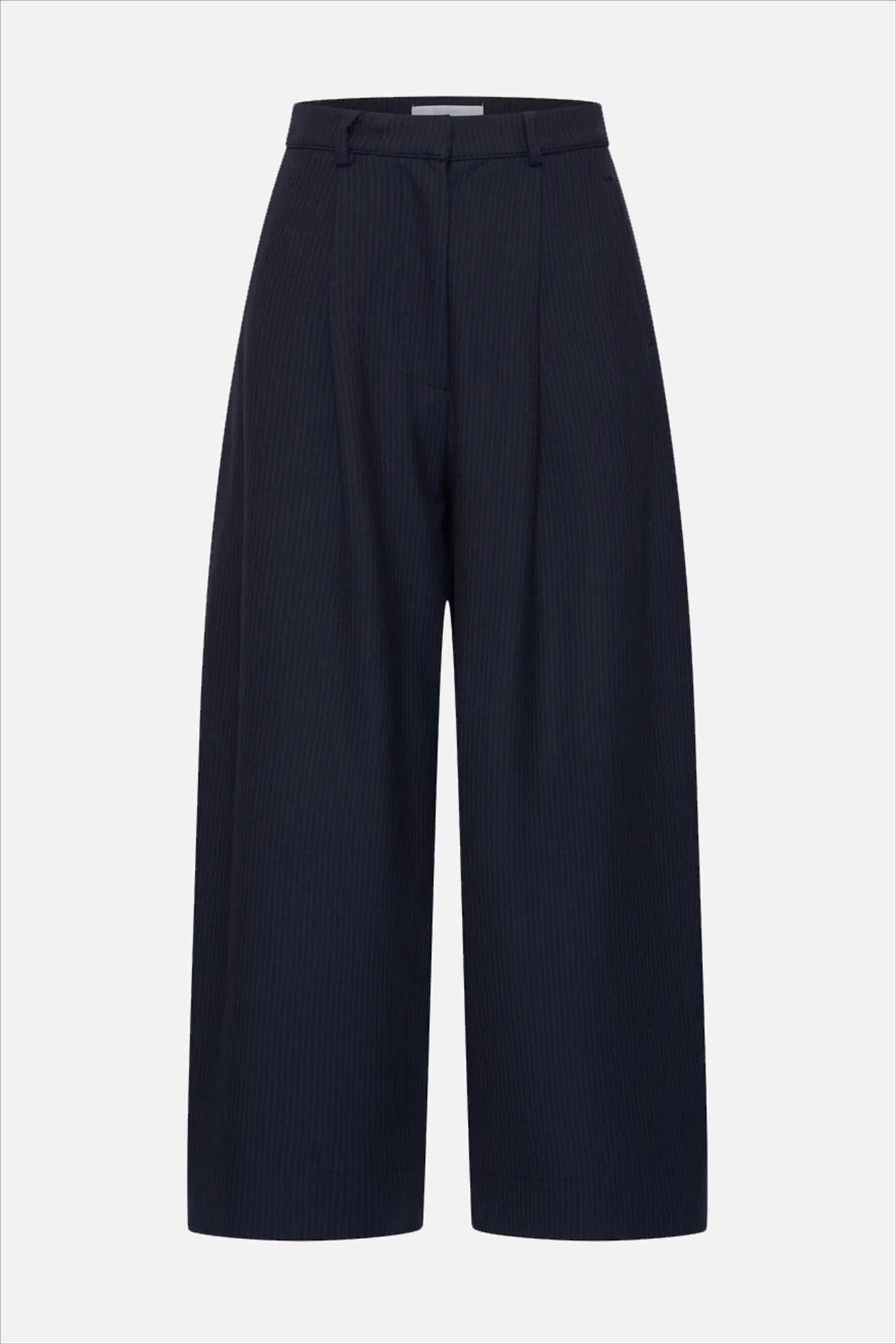 BY BAR - Donkerblauwe Frida Copper Stripe broek
