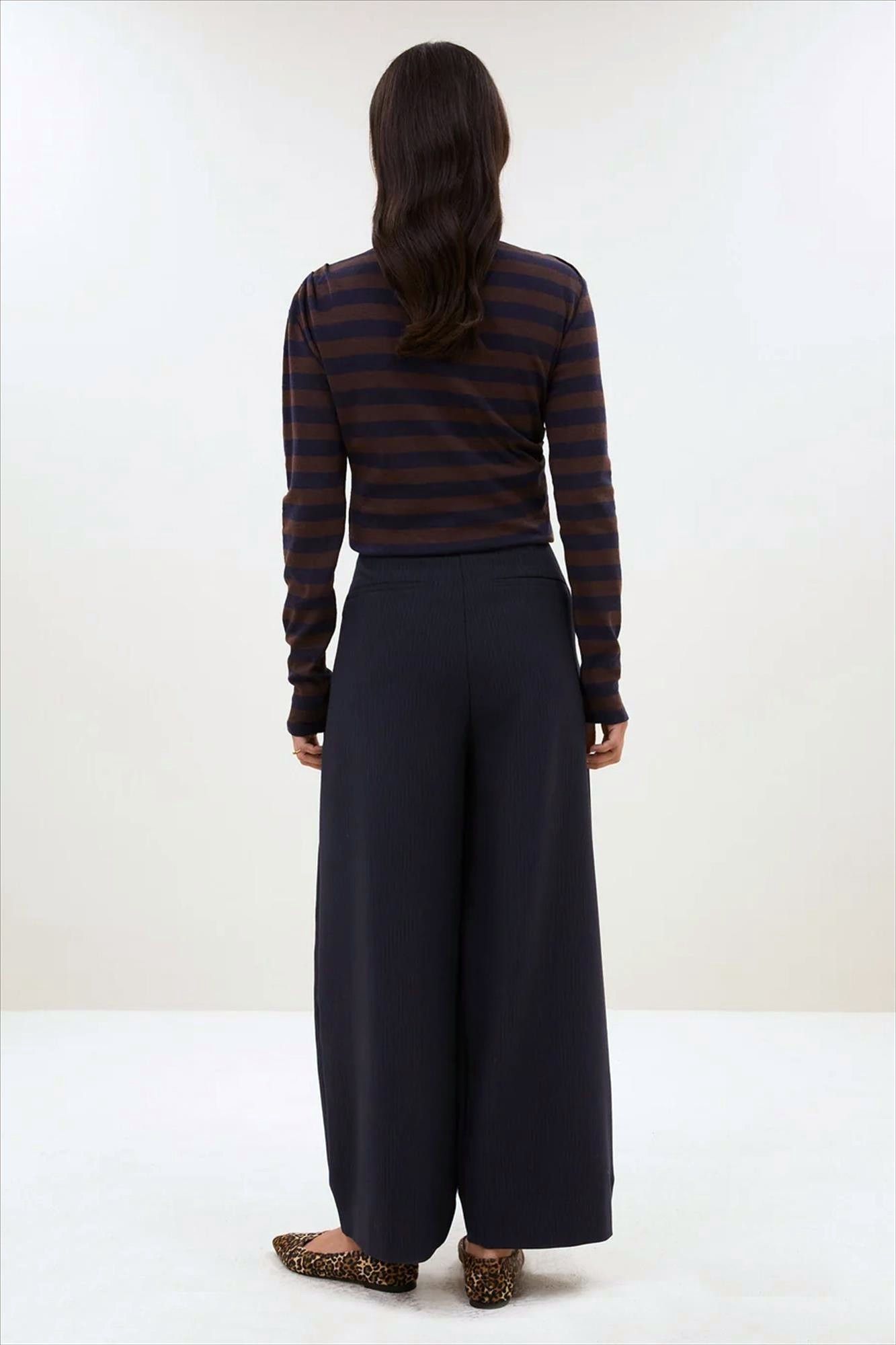 BY BAR - Donkerblauwe Frida Copper Stripe broek