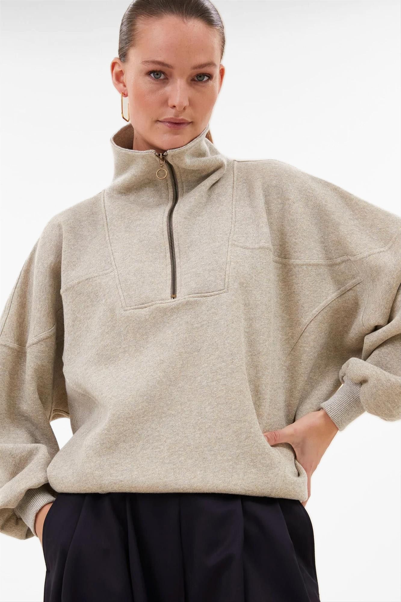BY BAR - Beige-Gouden Roos Sparkle sweater