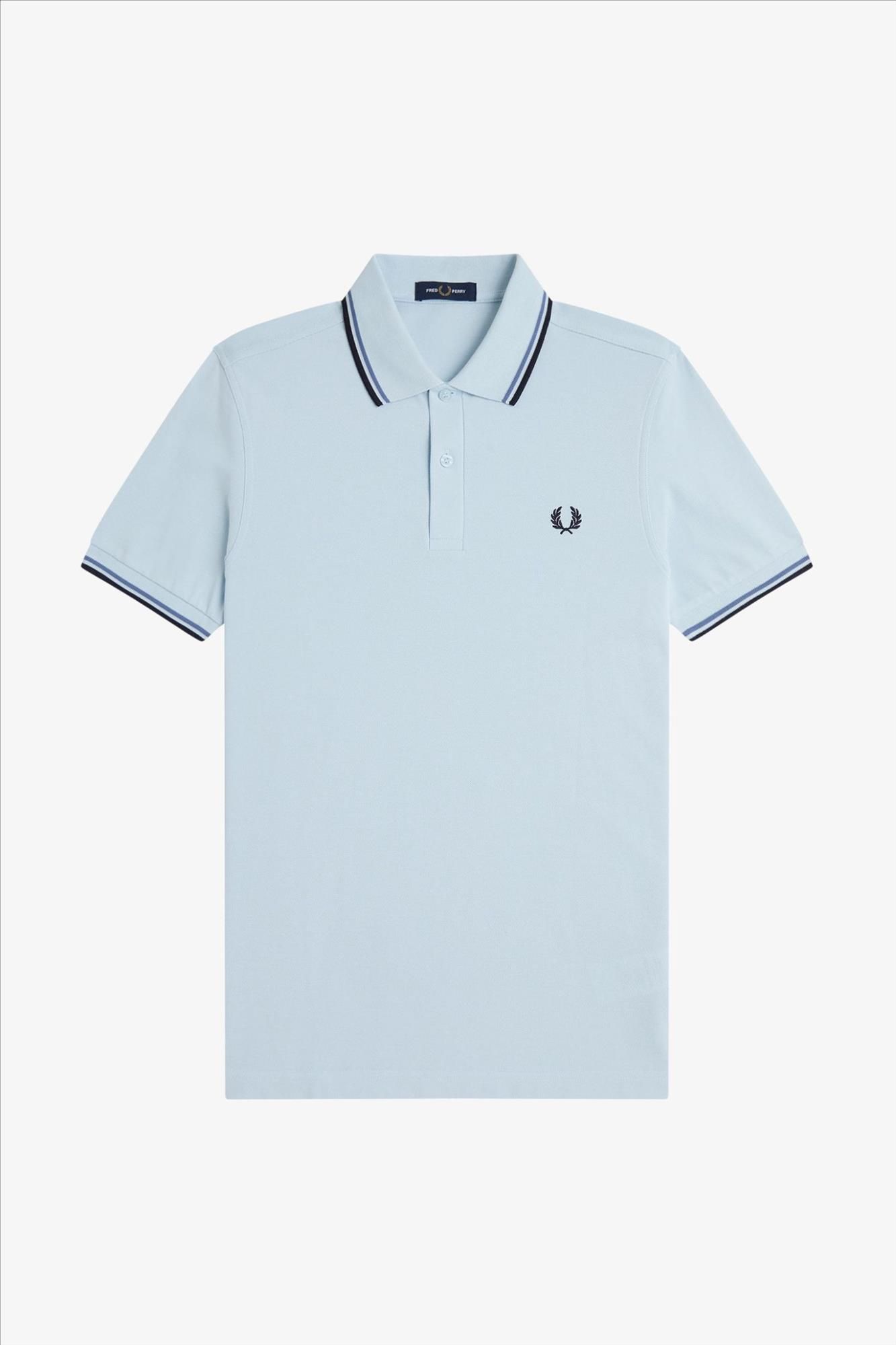 Fred Perry - Lichtblauwe Twin Tipped polo