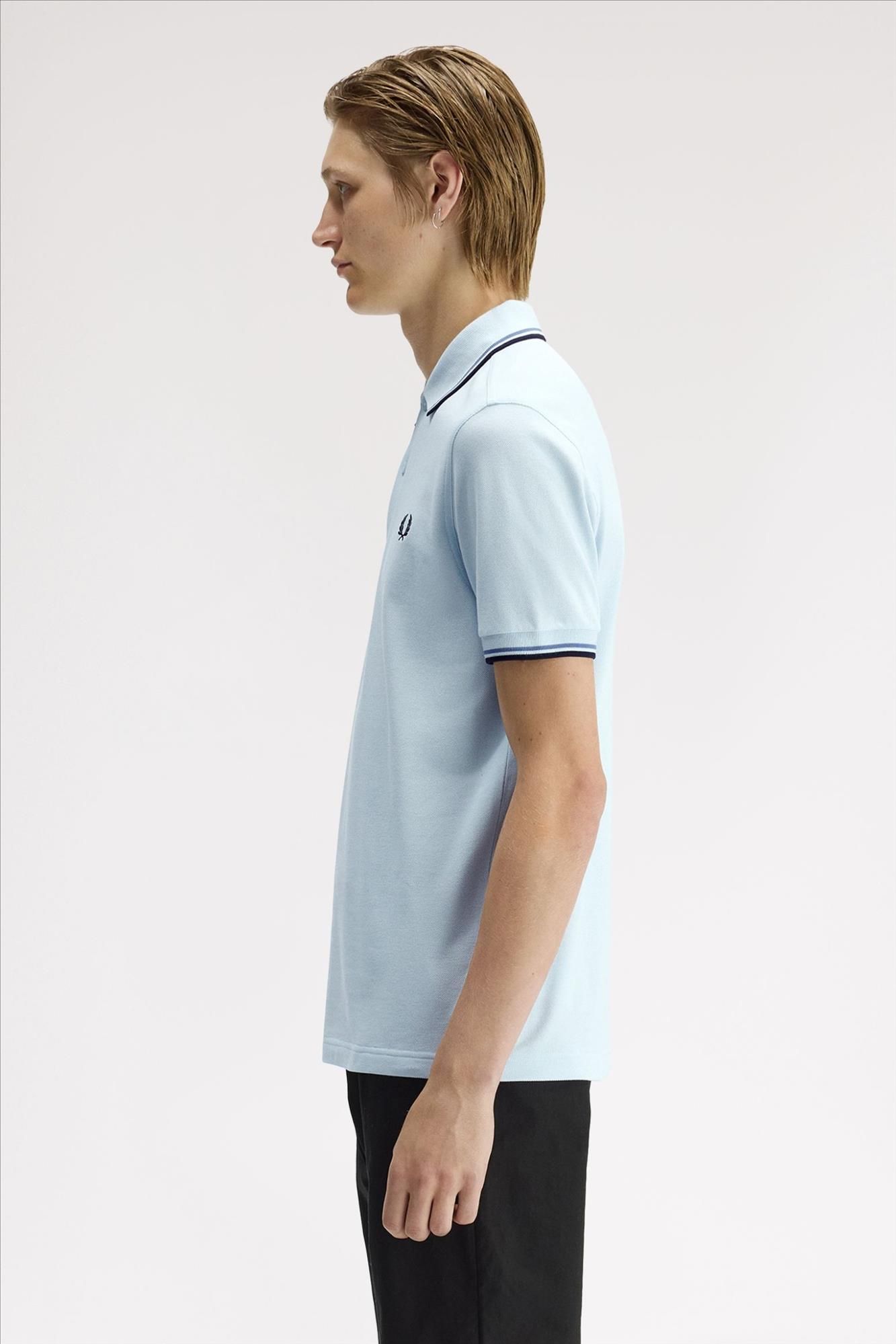 Fred Perry - Lichtblauwe Twin Tipped polo
