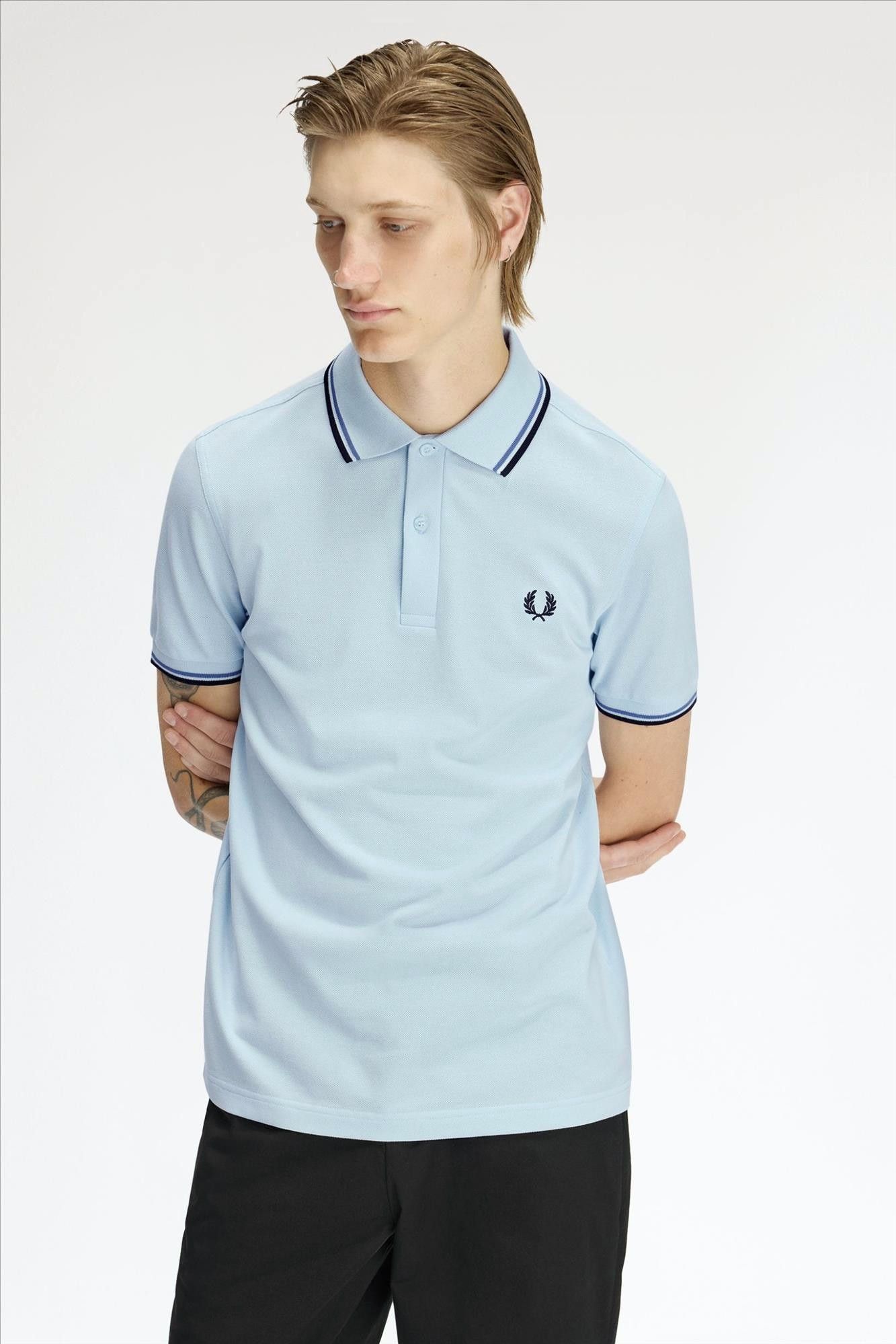 Fred Perry - Lichtblauwe Twin Tipped polo