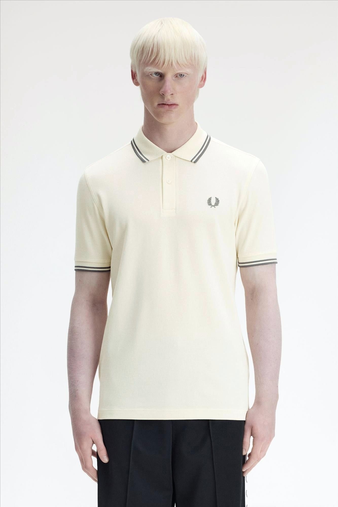 Fred Perry - Ecru-Blauwgrijze Twin Tipped polo