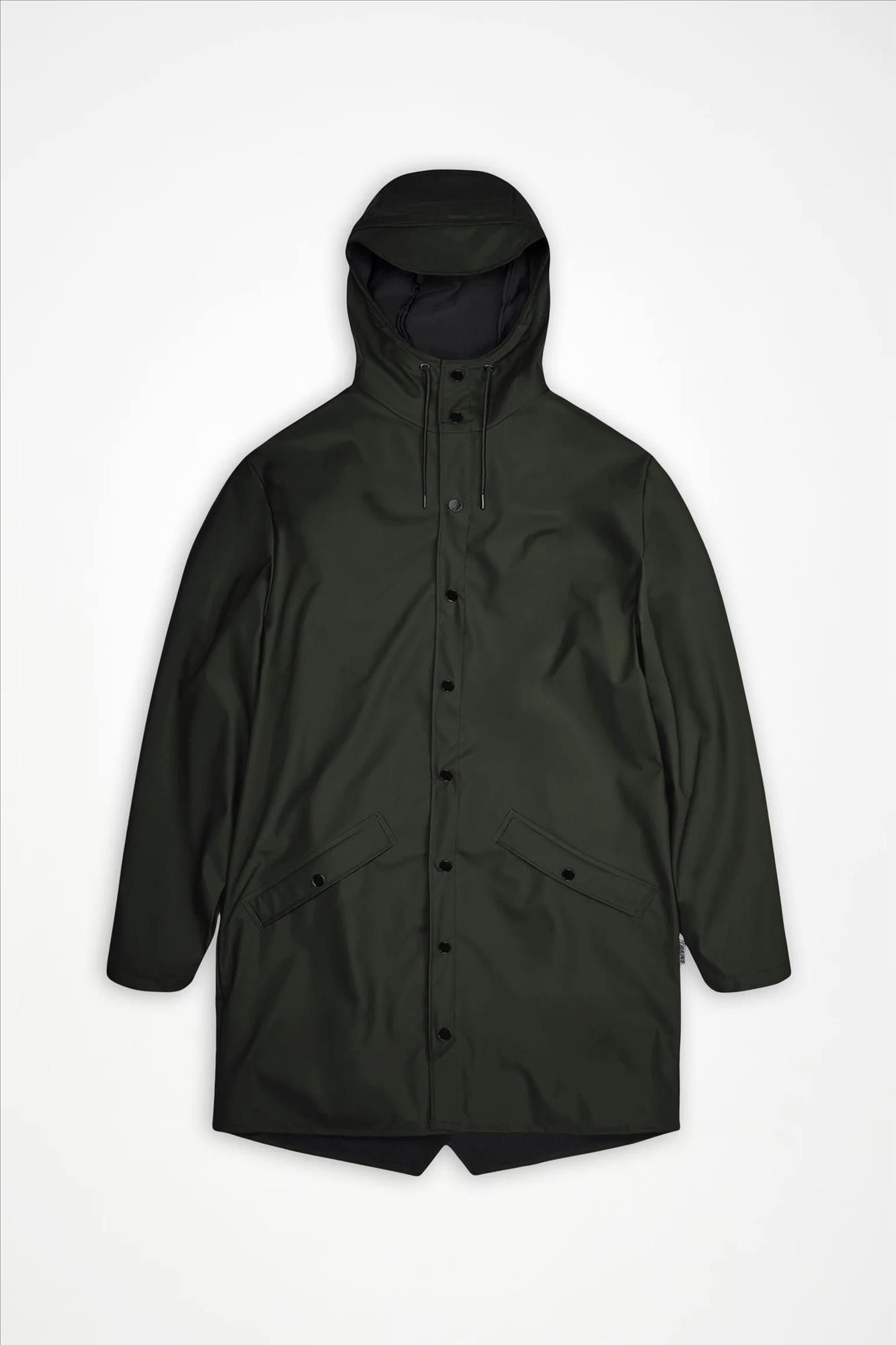 RAINS - Legergroene Long Jacket regenjas