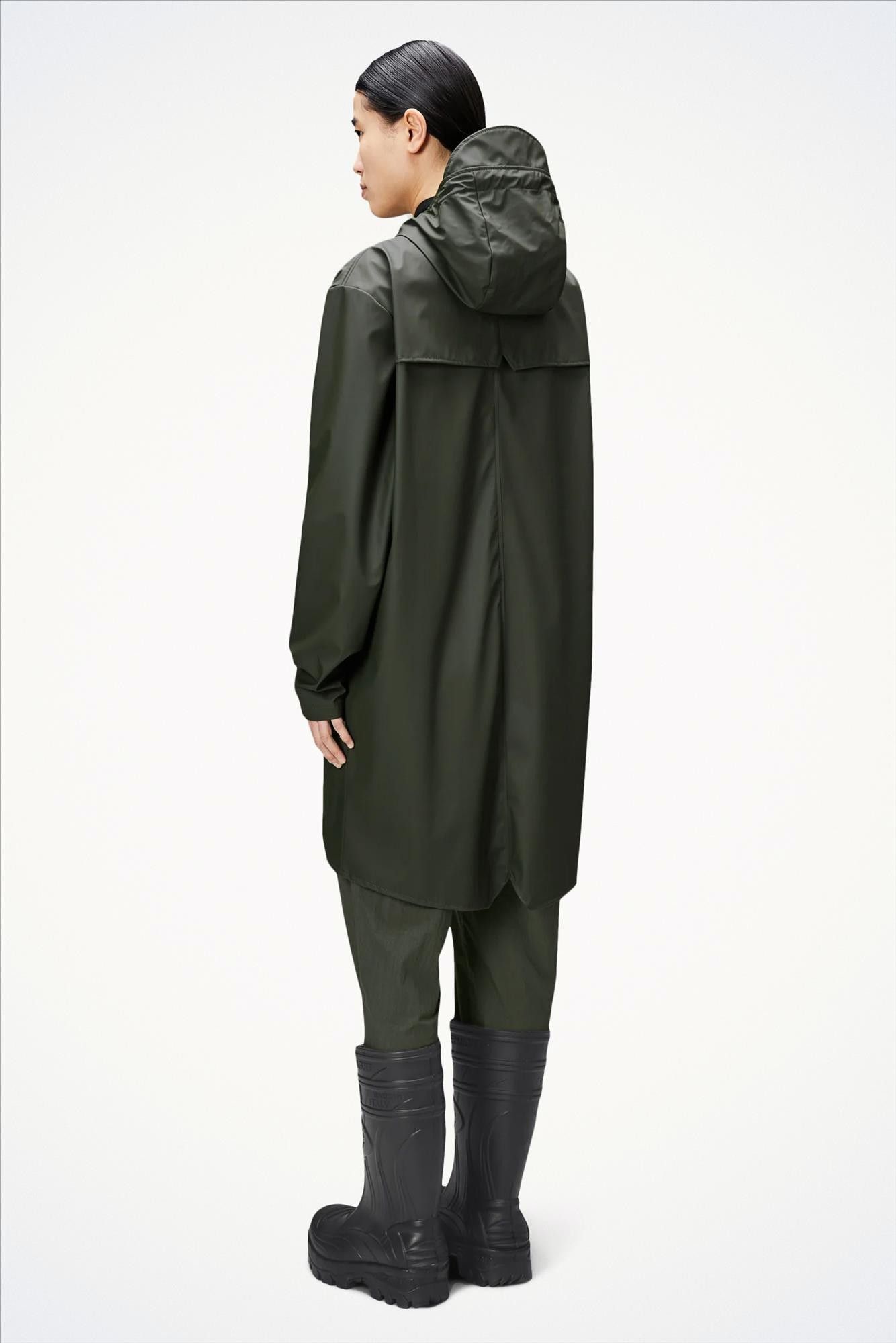 RAINS - Legergroene Long Jacket regenjas