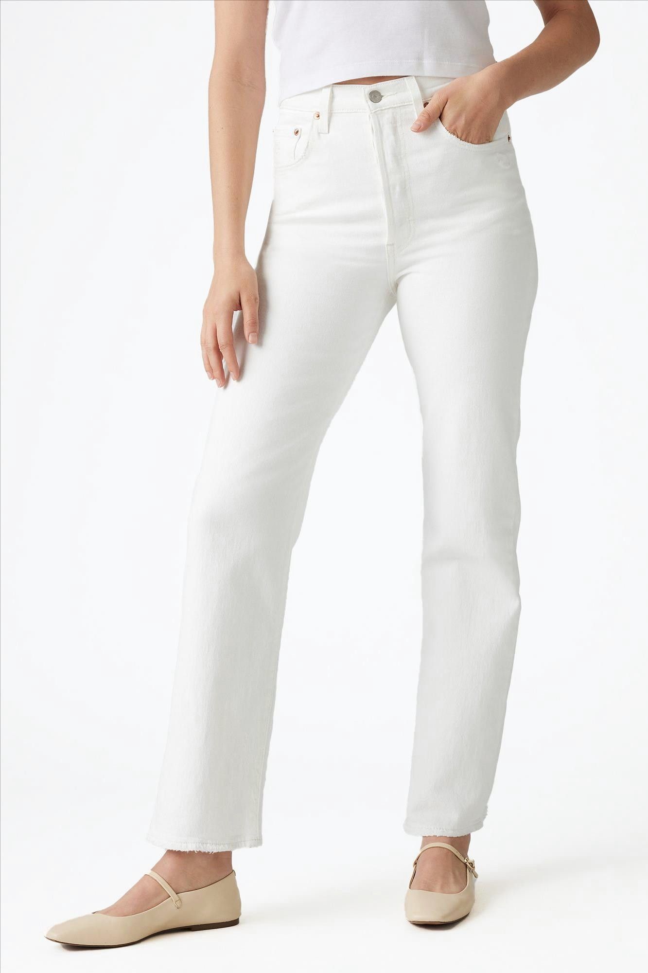 Levi's - Witte Ribcage straight ankle jeans