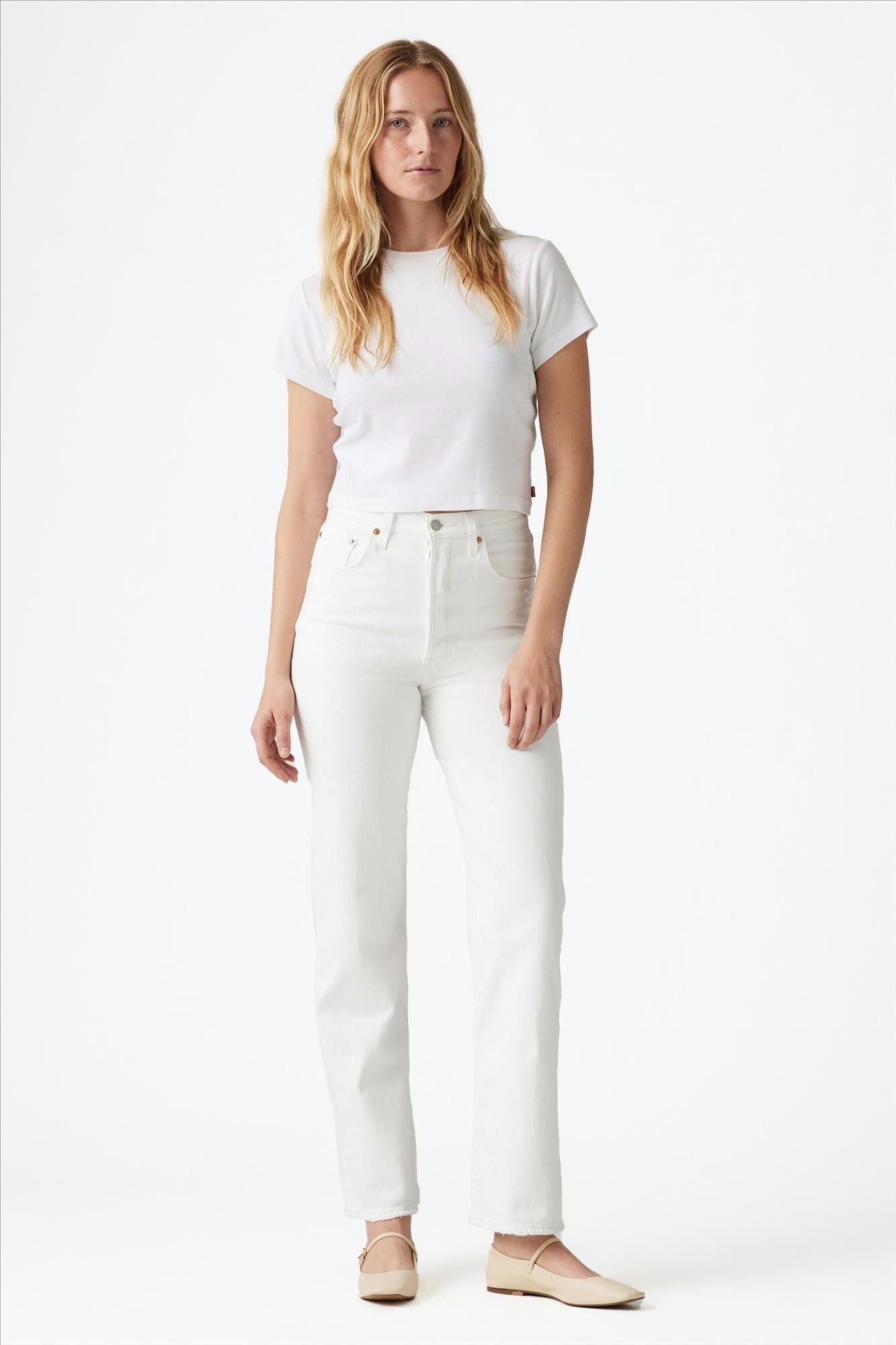 Levi's - Witte Ribcage straight ankle jeans
