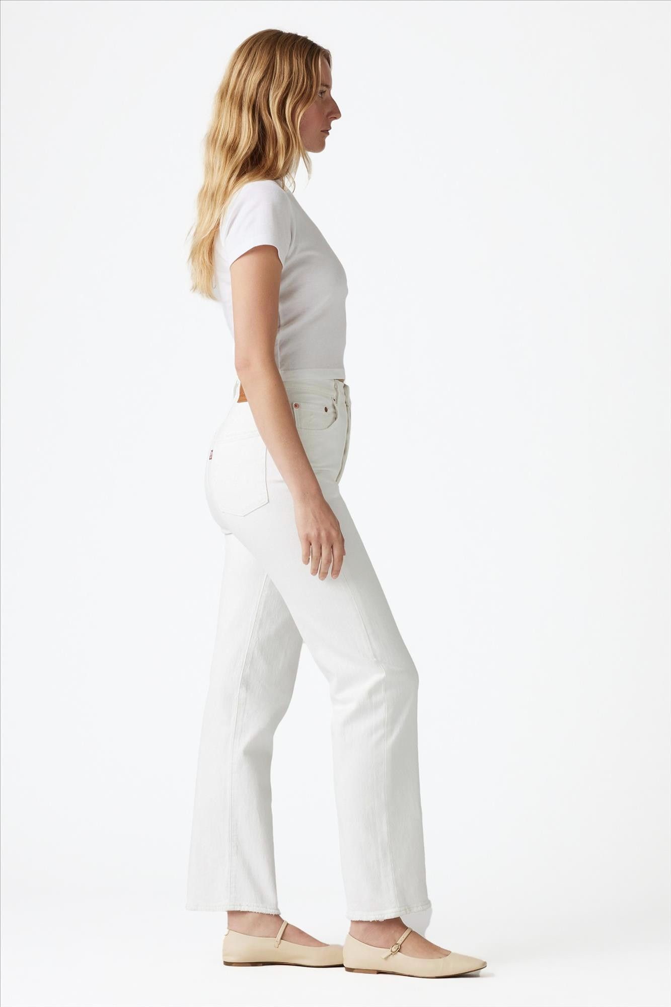 Levi's - Witte Ribcage straight ankle jeans