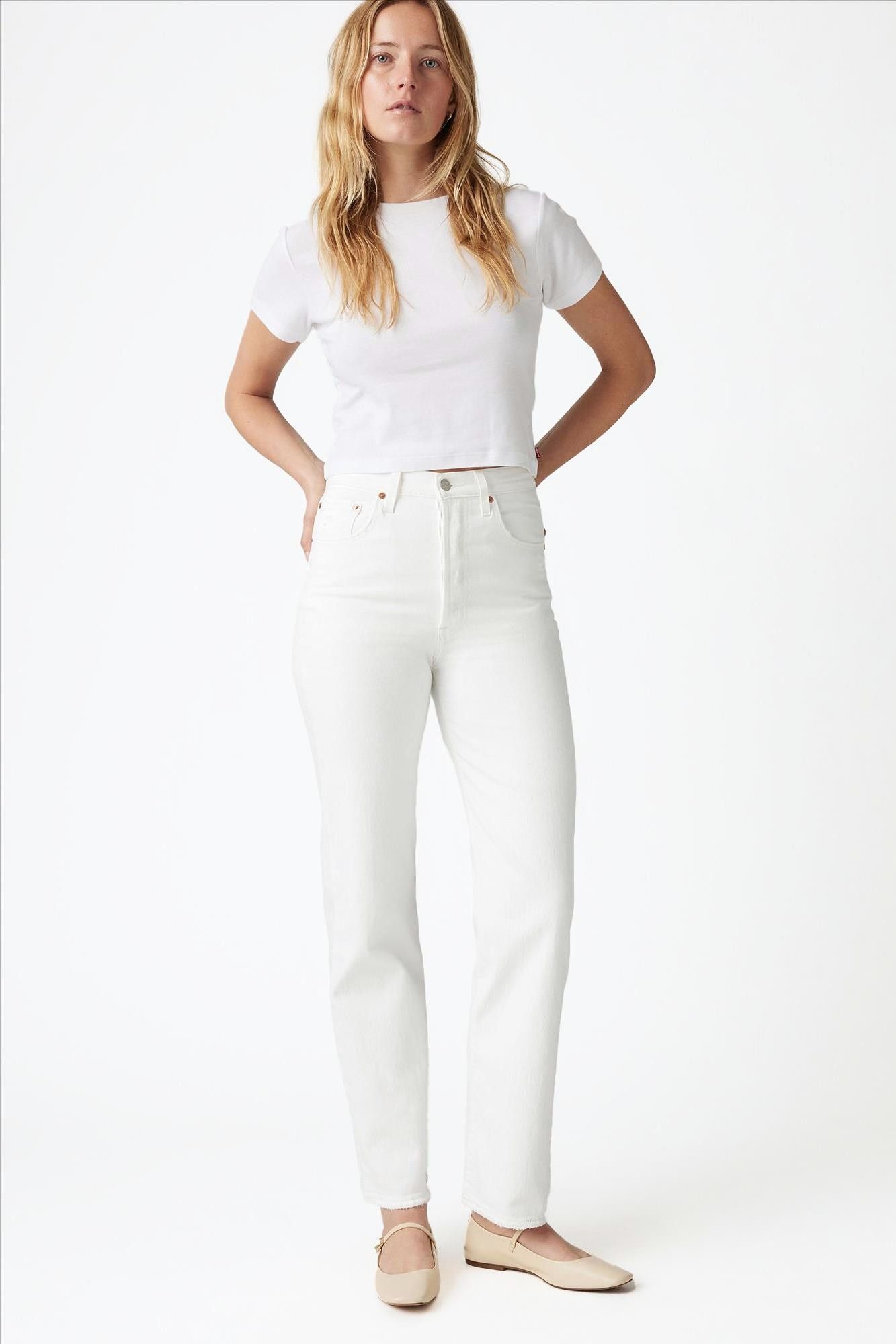 Levi's - Witte Ribcage straight ankle jeans