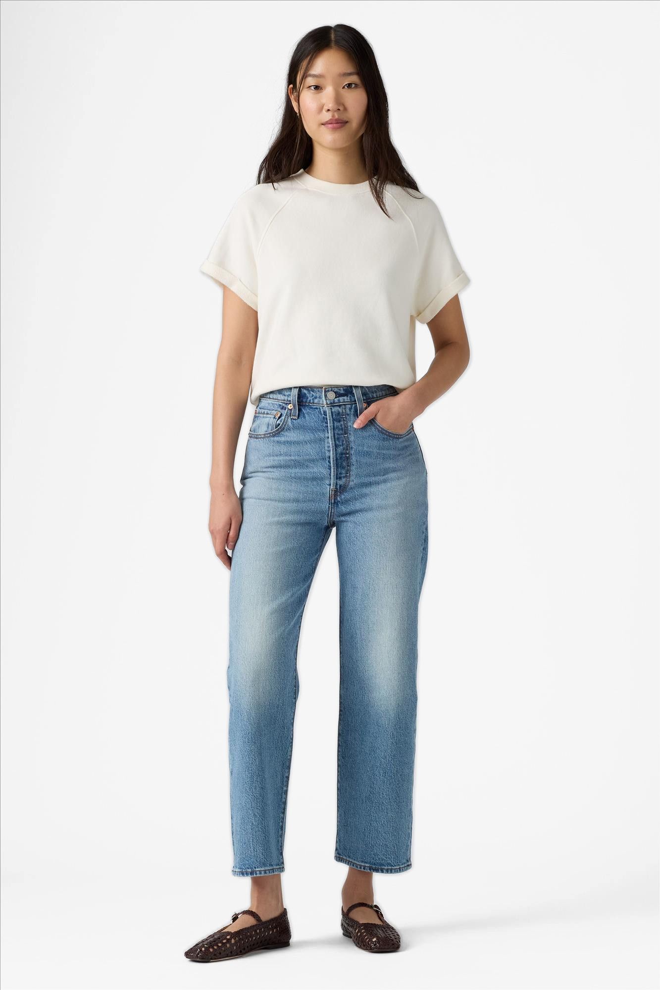 Levi's - Middenblauwe Ribcage straight jeans