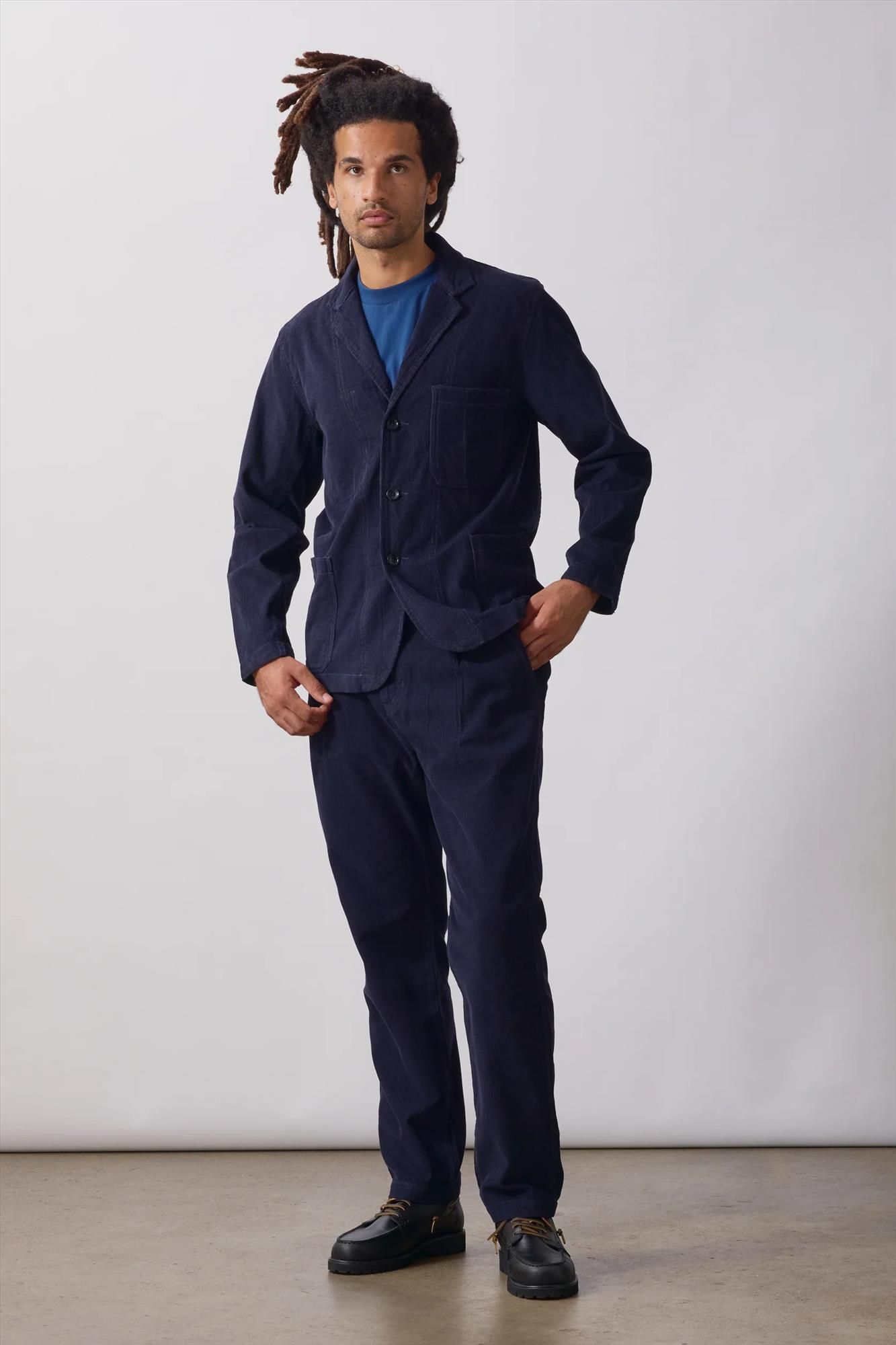 Service Works - Donkerblauwe Fine Cord Waiter broek