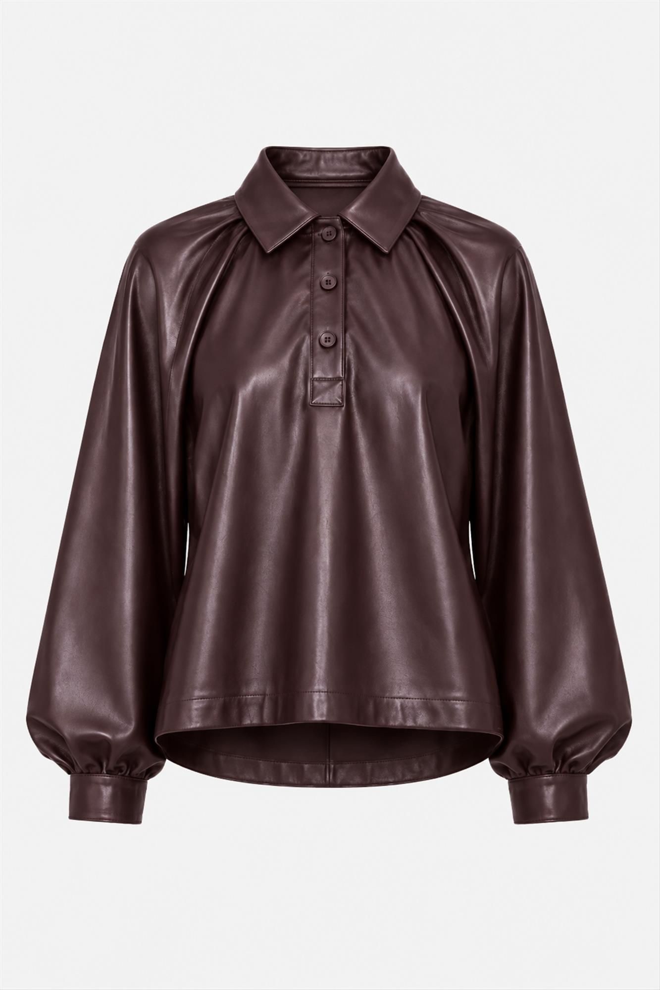FRNCH - Bordeaux Faux Leather Seorak blouse