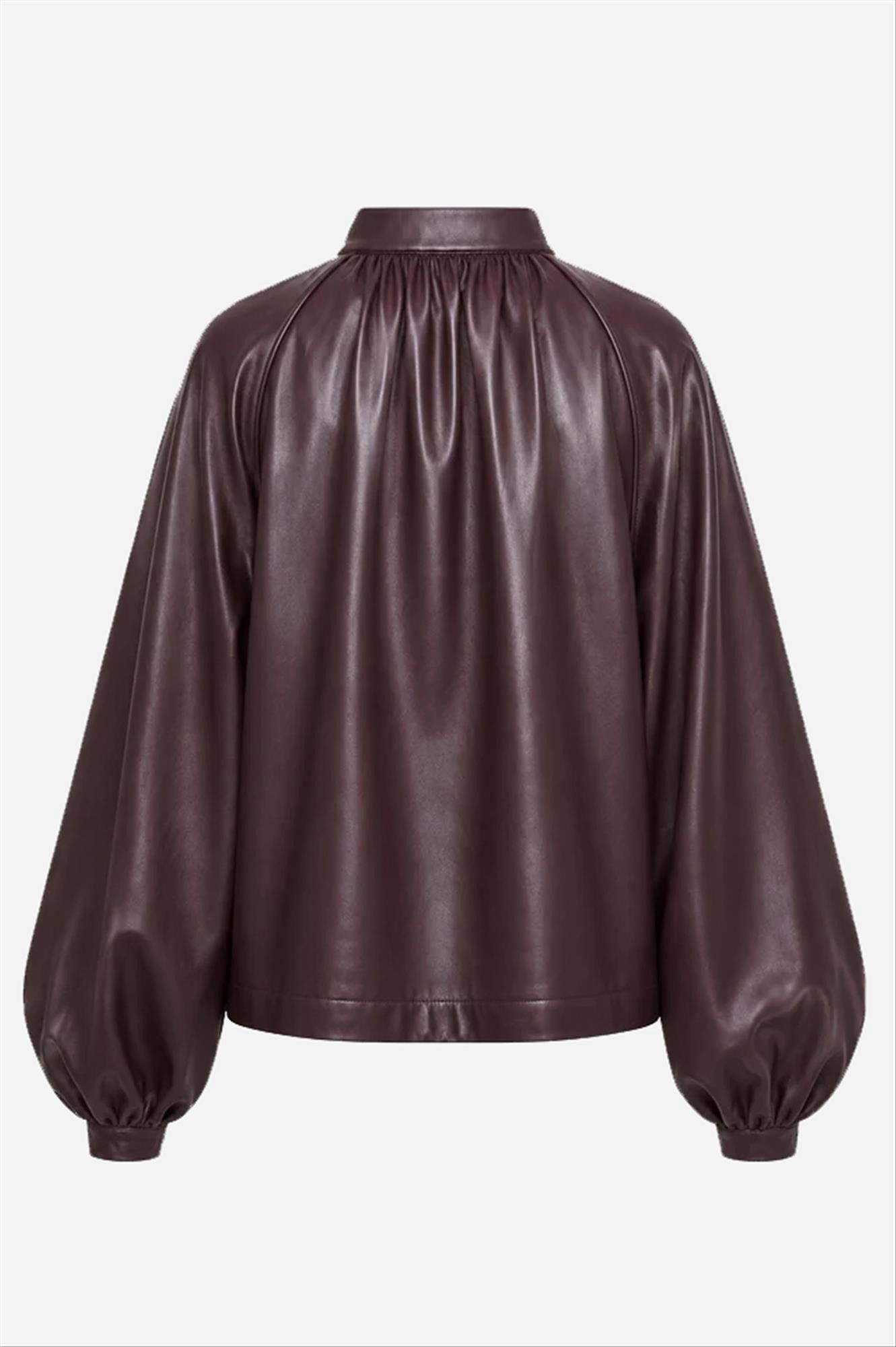 FRNCH - Bordeaux Faux Leather Seorak blouse